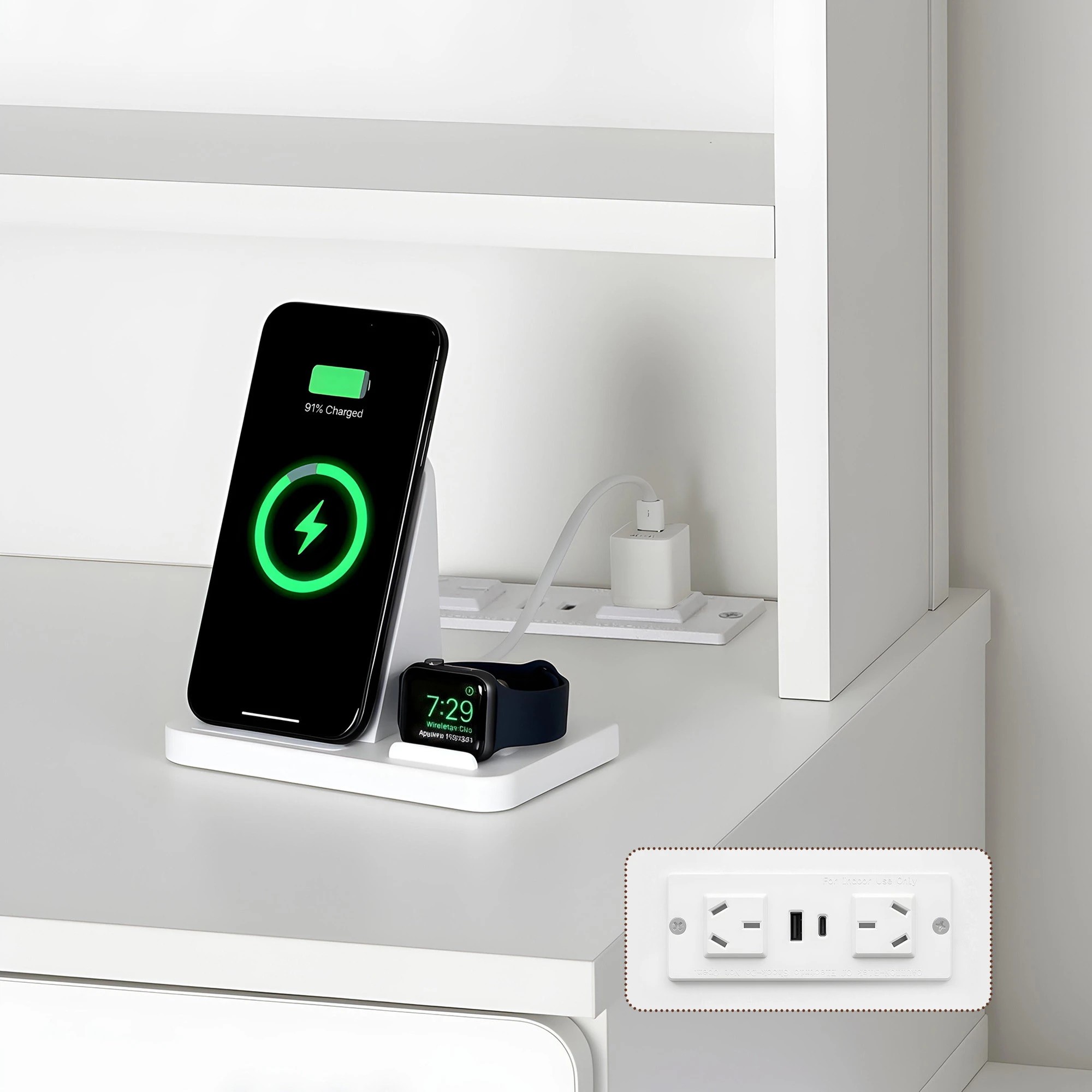 8 Artiss Dressing Table Charging Station Extendable LED Vanity Desk Mirror Storage Drawer - White, 8 of 10