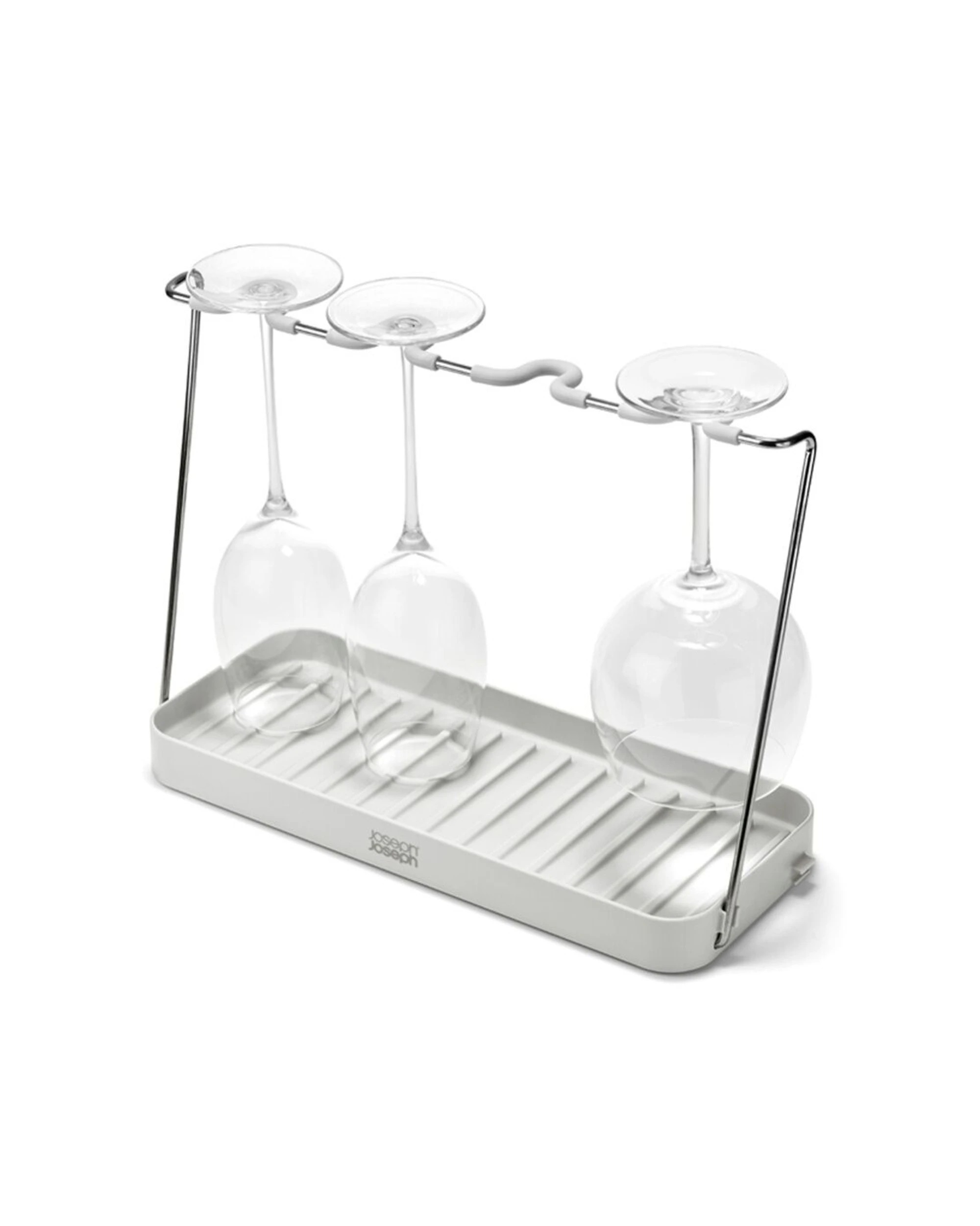 2 Joseph Joseph DrySmart Wine Glass Drying Rack Kitchen Organiser Foldable Stone - Beige, 2 of 7