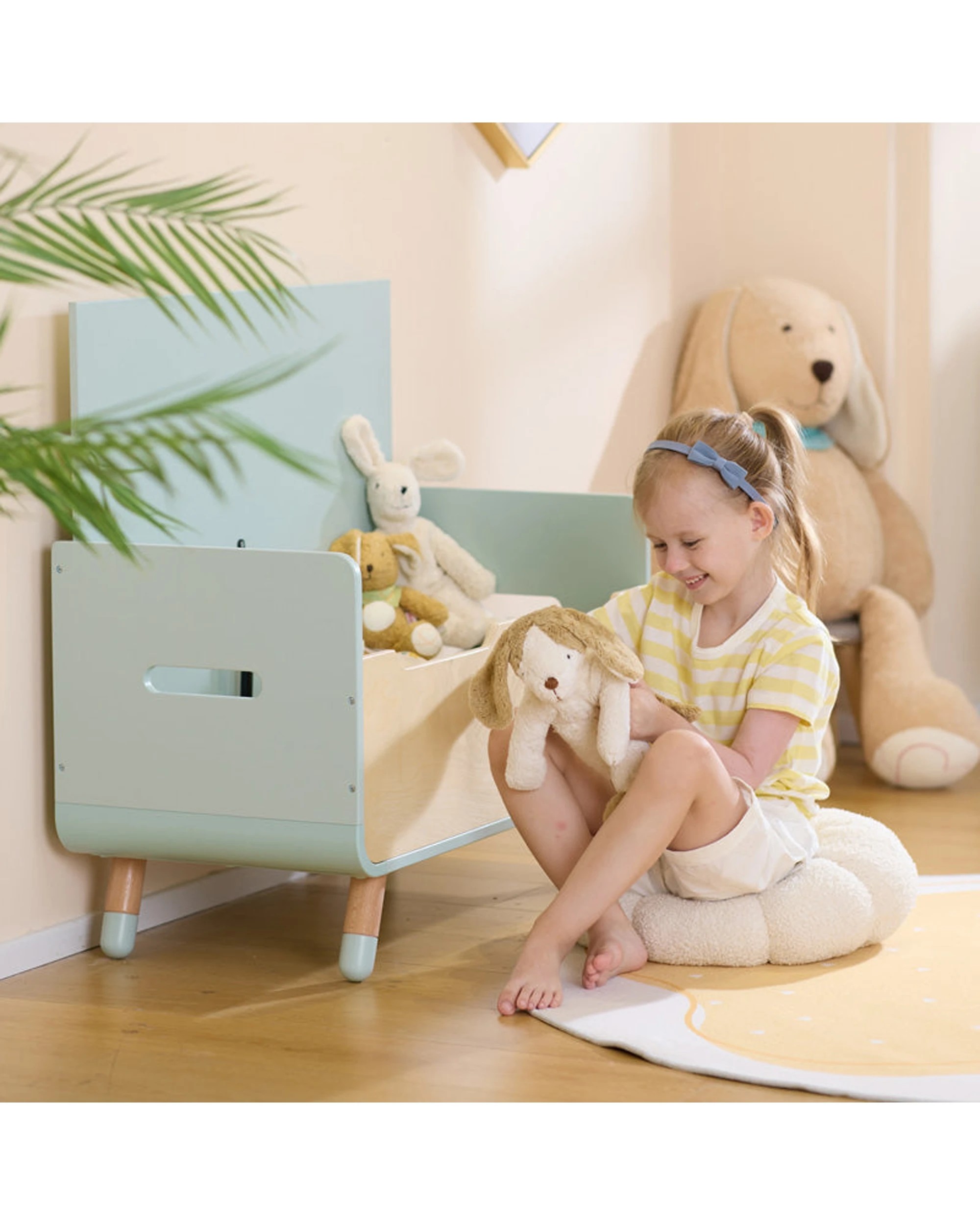 3 Hape Storage Bench Included Cushion Child Friendly Seating & Toy Box - Multi, 3 of 3