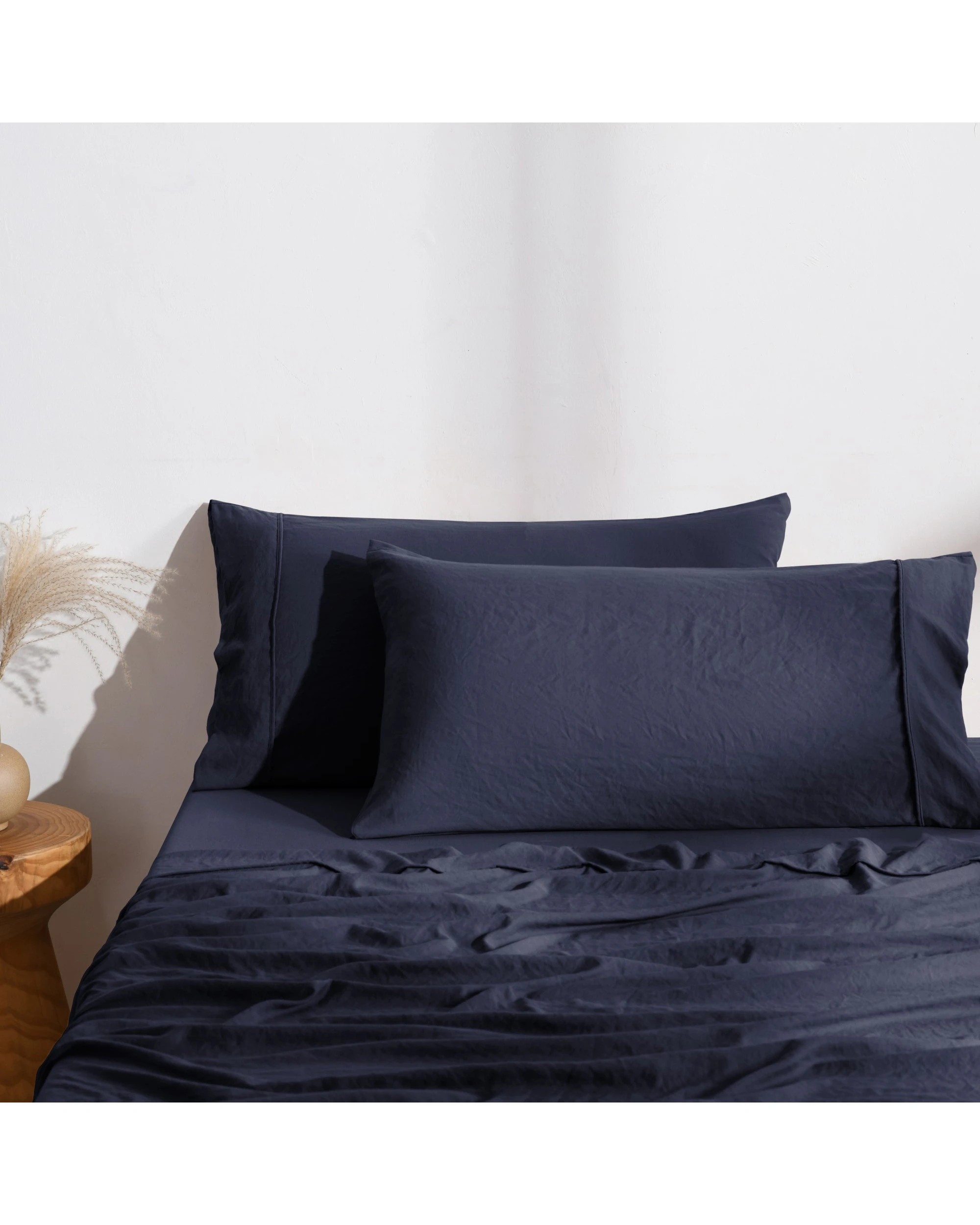 1 Dreamaker Superfine Washed Microfibre King Pillowcase Twin Pack - Navy, 1 of 5