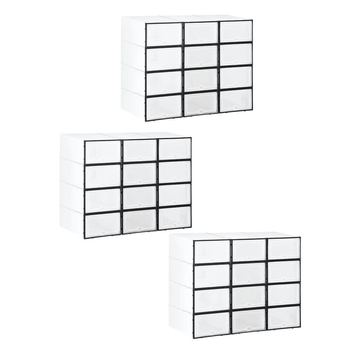 1 AUSWAY 36PCS Plastic Shoe Display Cases Stackable Storage Organiser Box White, 1 of 3