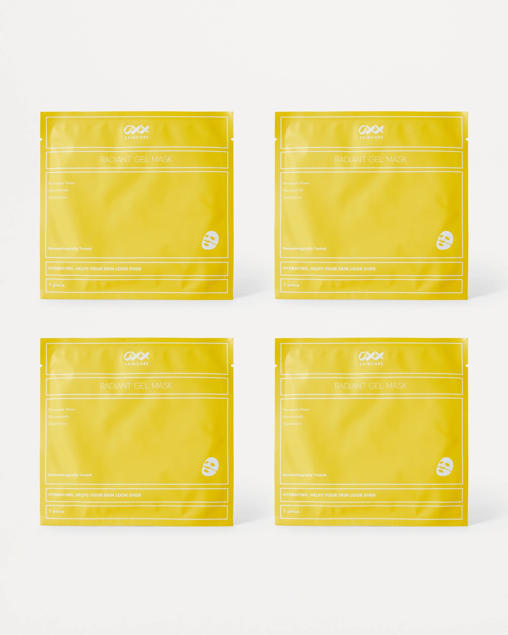2 OXX Skincare 4 Pack Radiant Gel Masks - Pineapple Water, Niacinamide and Glutathione, 2 of 4