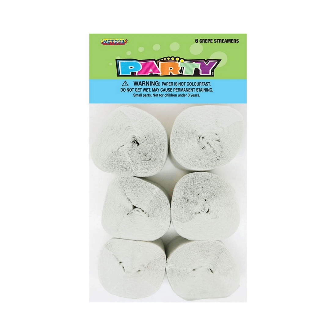 1 Meteor White Crepe Streamers Pack of 6, 1 of 1