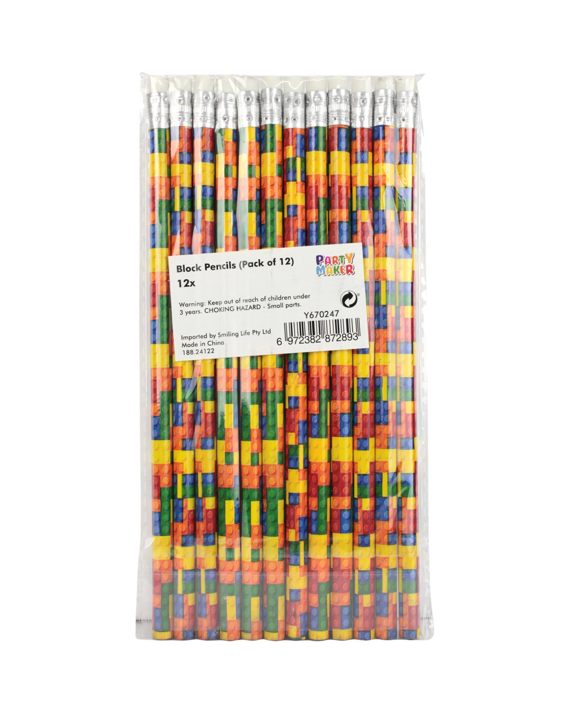 2 Party Maker Building Block Pencils Pack of 12Assorted - Assorted, 2 of 2