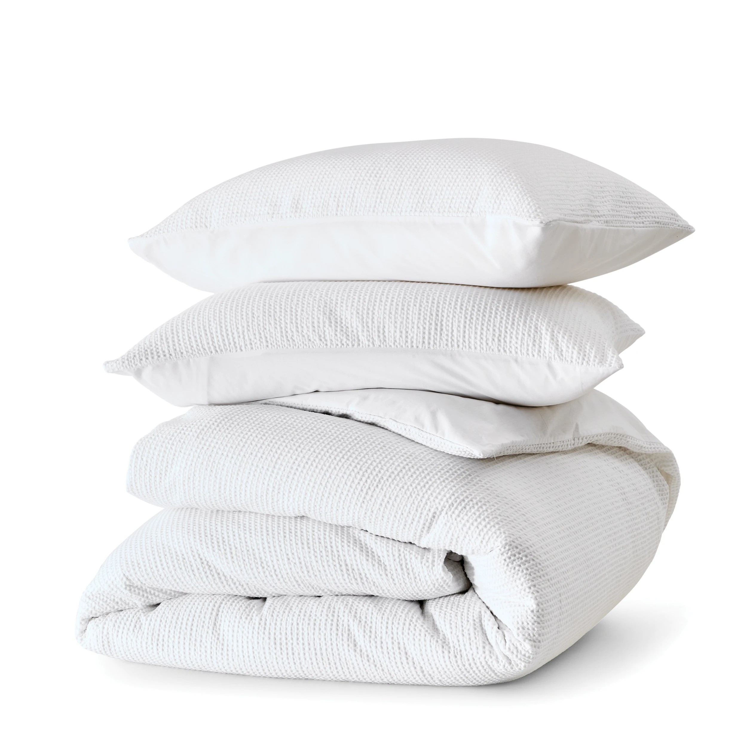 5 Waffle Stonewashed Cotton Quilt Cover Set - King Bed, White, 5 of 6