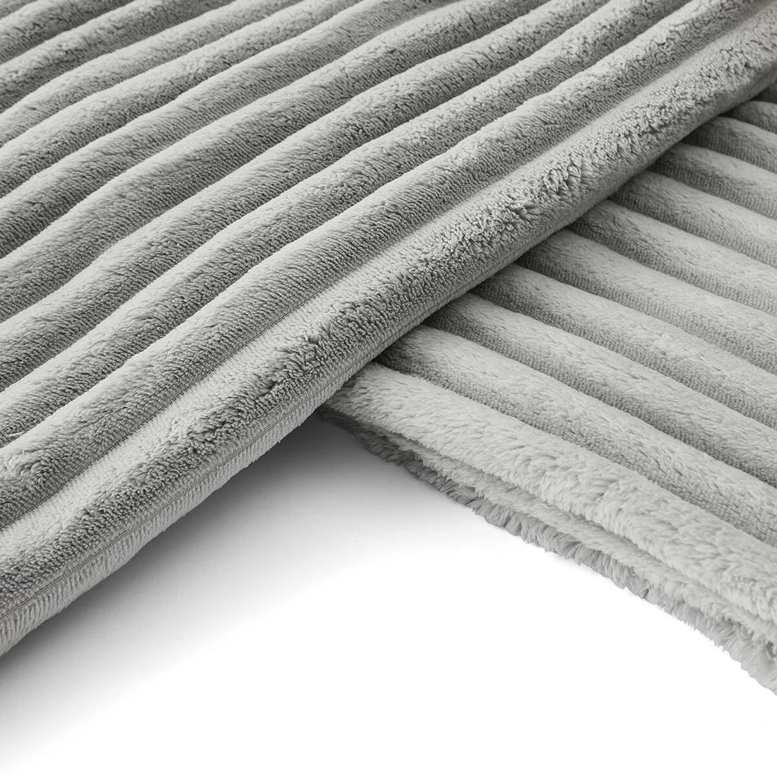 5 Plush Ribbed Blanket - Queen/King Bed, Grey, 5 of 6