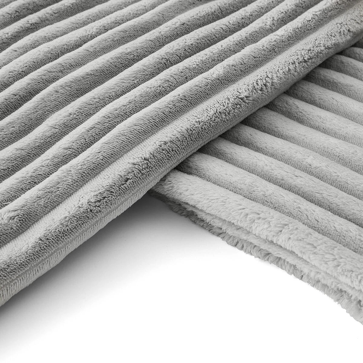 5 Plush Ribbed Blanket - Queen/King Bed, Grey, 5 of 6