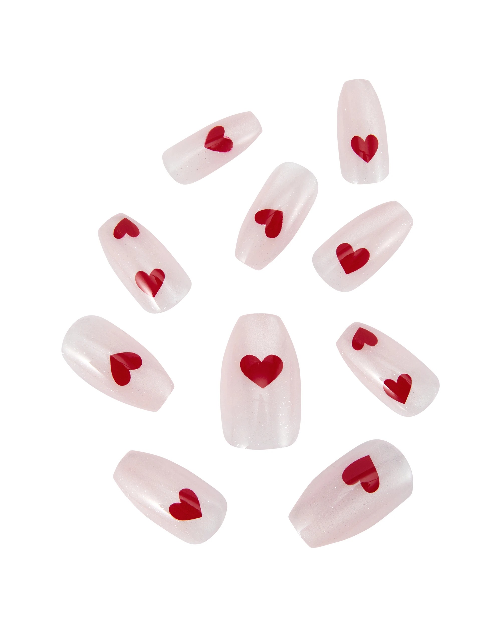 2 OXX Cosmetics 24 Pack Artificial Nails with Adhesive - Coffin Shape, Heart, 2 of 4