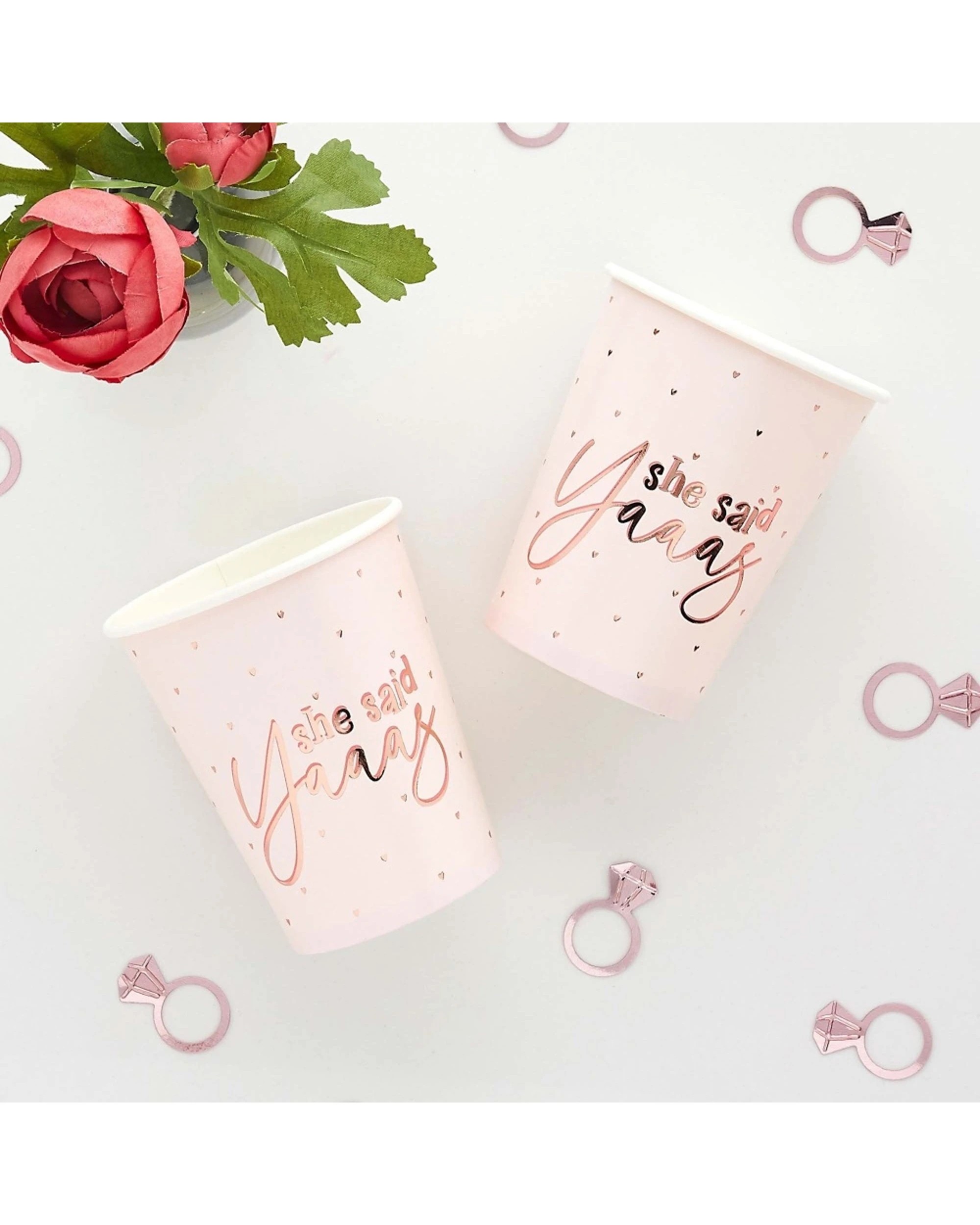 2 Anagram She Said Yaaas Paper Cups Set Bridal Shower Party Drinkware Decoration 250ml - Pink, 2 of 2