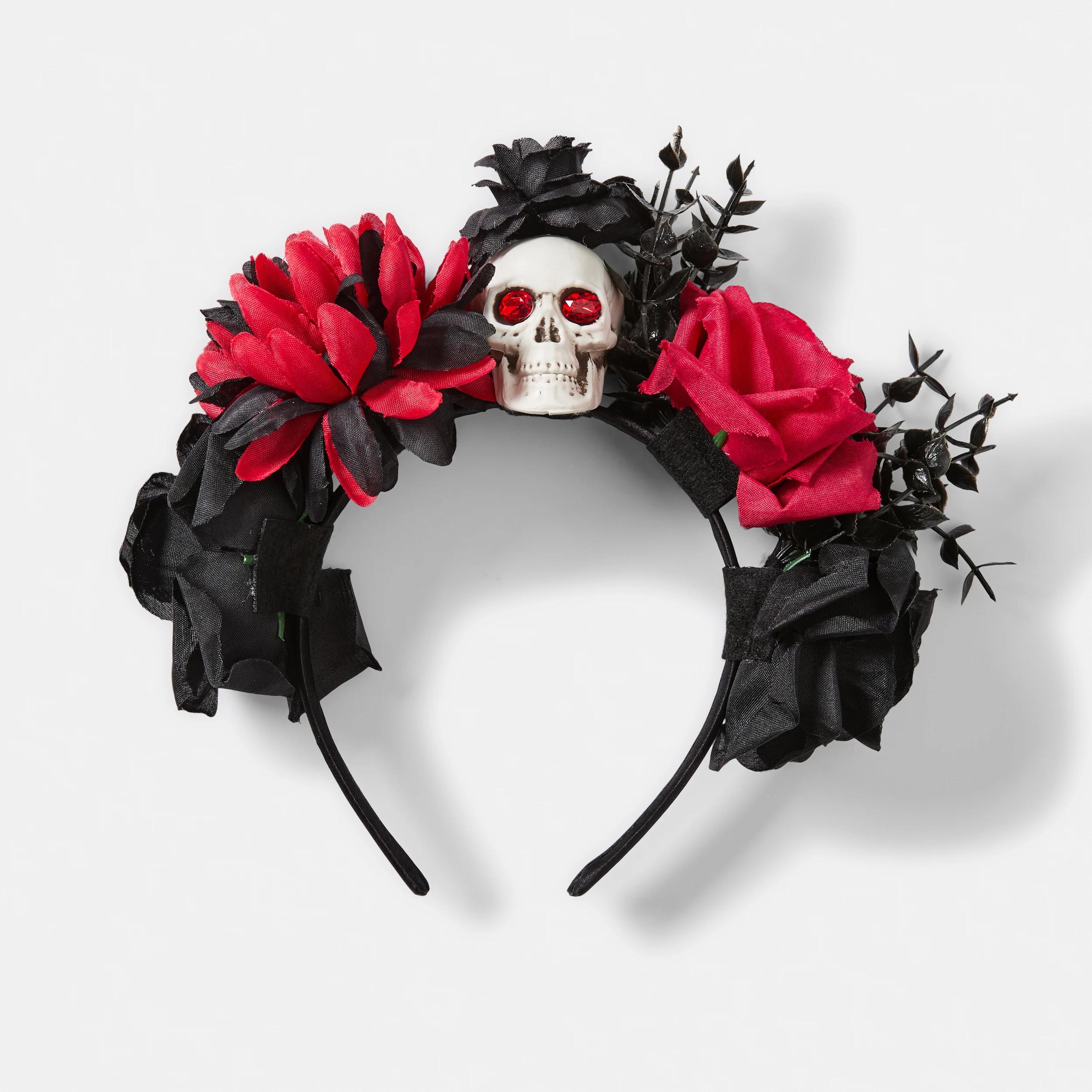 1 Halloween Day of the Dead Headband - Black and Red Black, 1 of 4