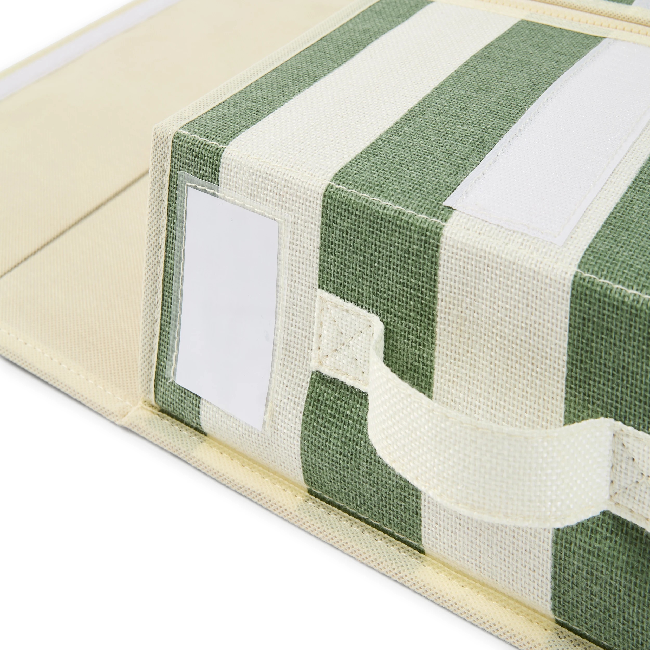 9 Linen Look Bed Linen Box - Green Stripe, 9 of 10