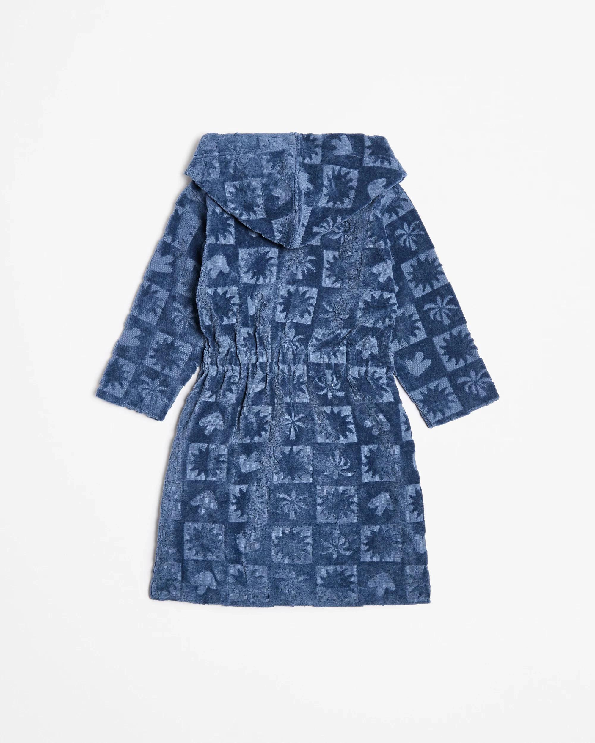 3 Target Kids Boys Towelling Hooded Dressing Gown BLUE ICON CHECK, 3 of 4