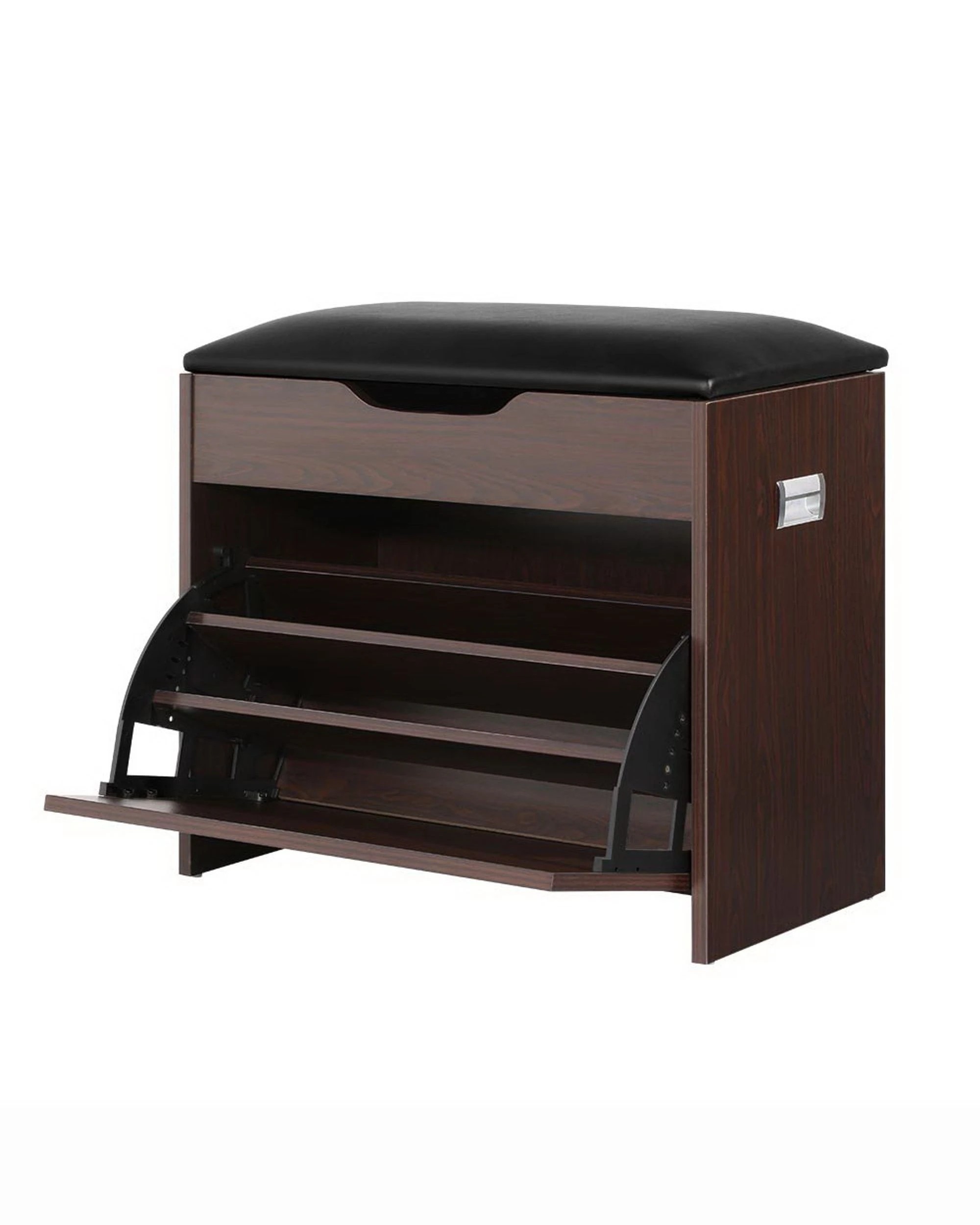 1 Artiss Shoe Rack Cabinet Bench 3-tier 15 Pairs - Brown, 1 of 8