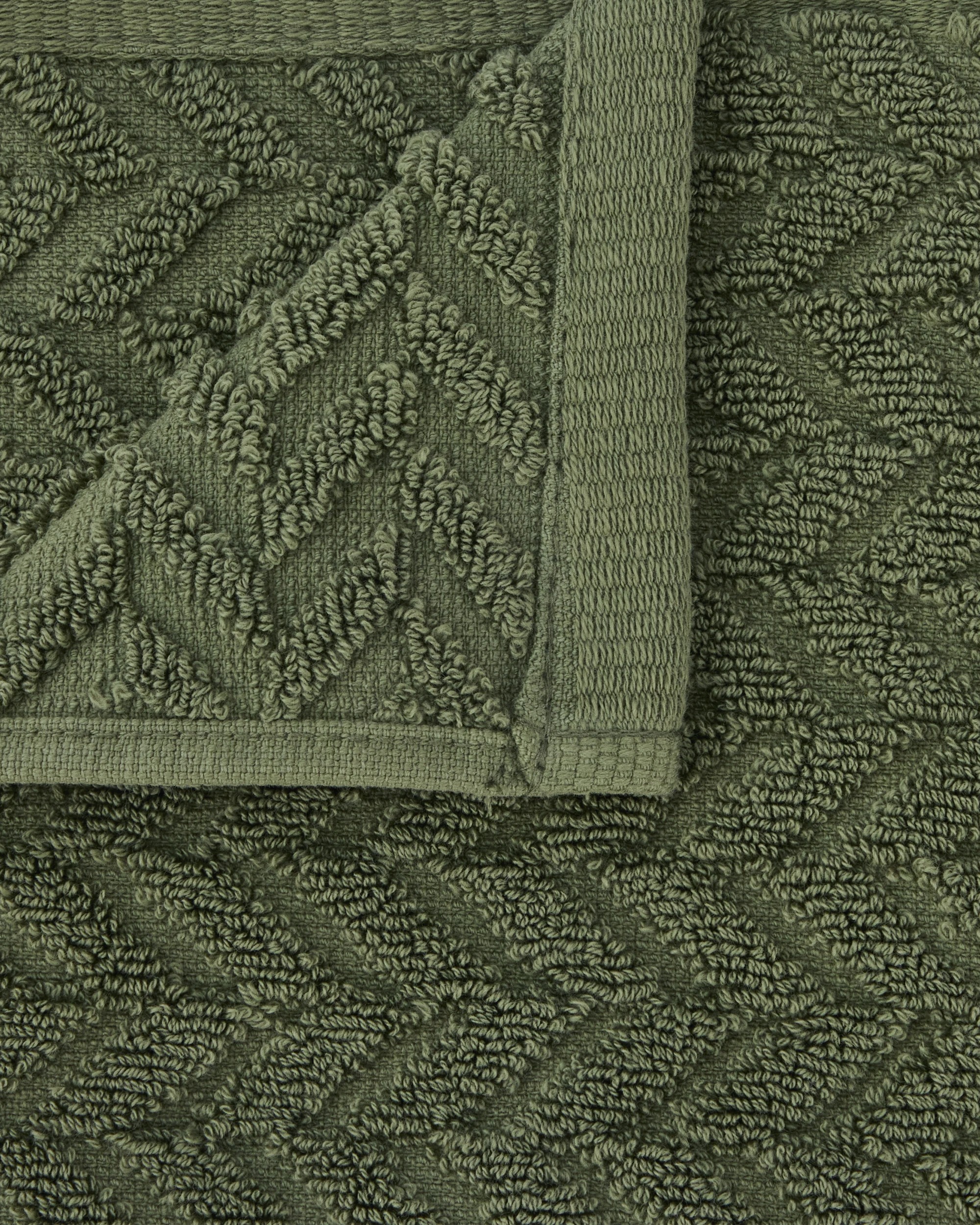 2 Chevron Cotton Face Washer - Olive, 2 of 6