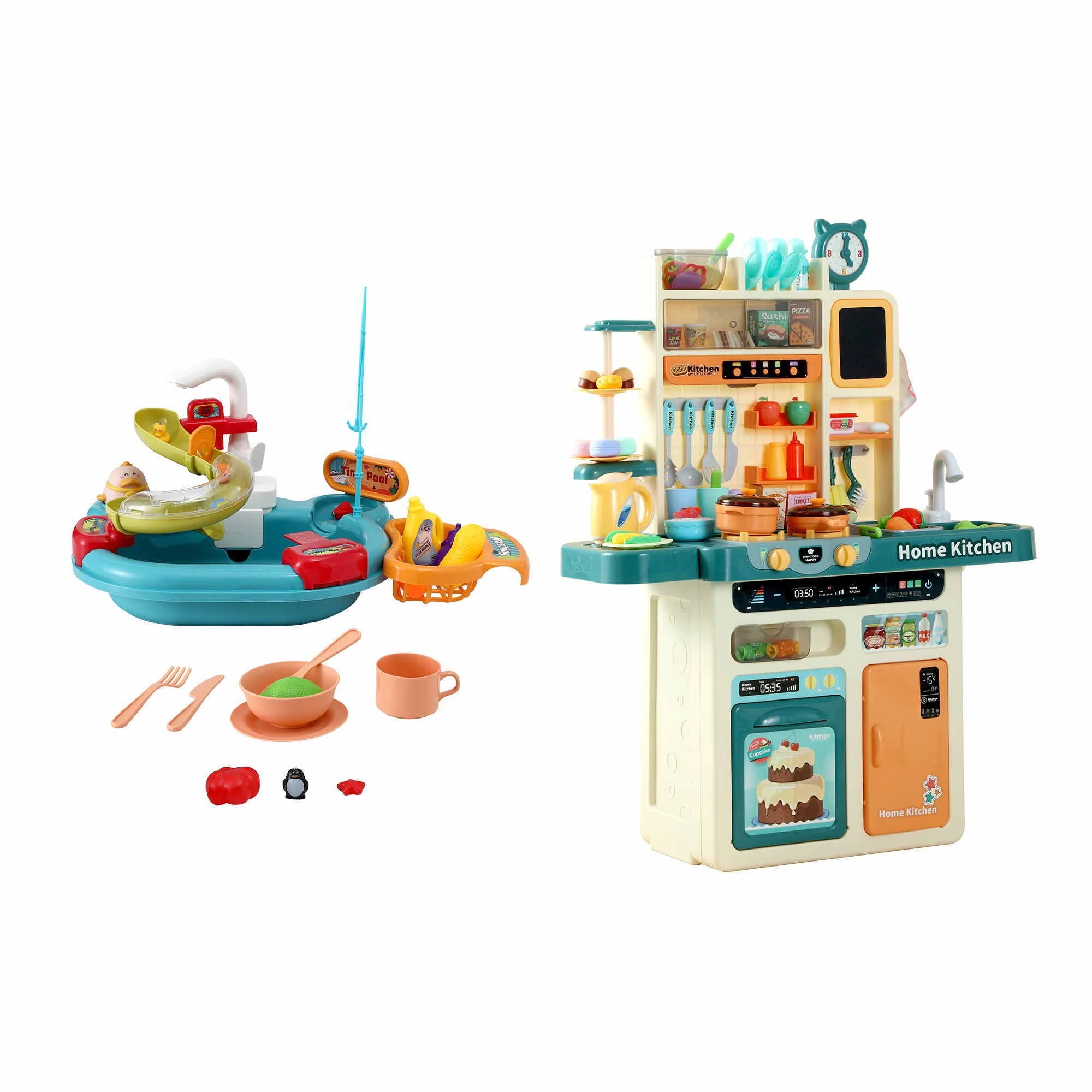 4 Keezi 2 Piece Kids Pretend Kitchen Playset Water Toys Fishing Game - Multi, 4 of 9