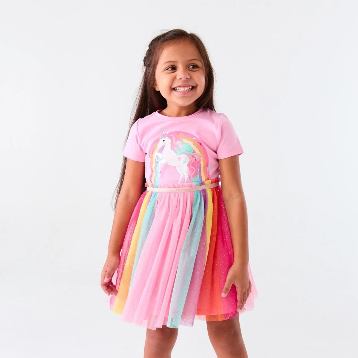1 Short Sleeve Tutu Dress Pnk Unicrn, 1 of 9