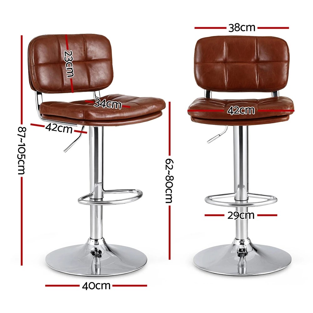 2 Artiss 2x Bar Stools Kitchen Swivel Gas Lift Counter Chair Tuft PU Leather - Multi, 2 of 6