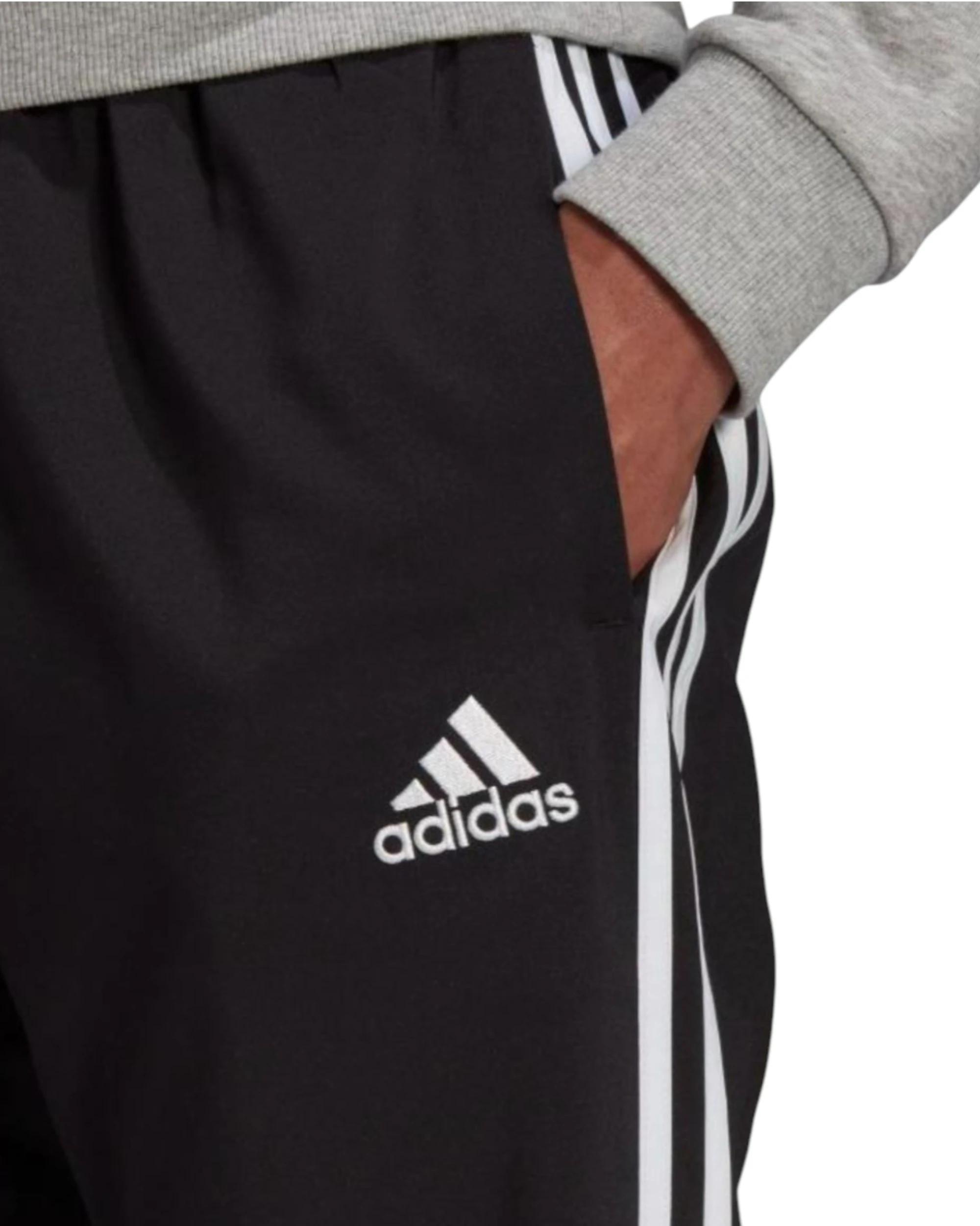 2 Adidas Mens Aeroready Essentials Tapered Cuff Woven 3-Stripes Black Pants Black, 2 of 6