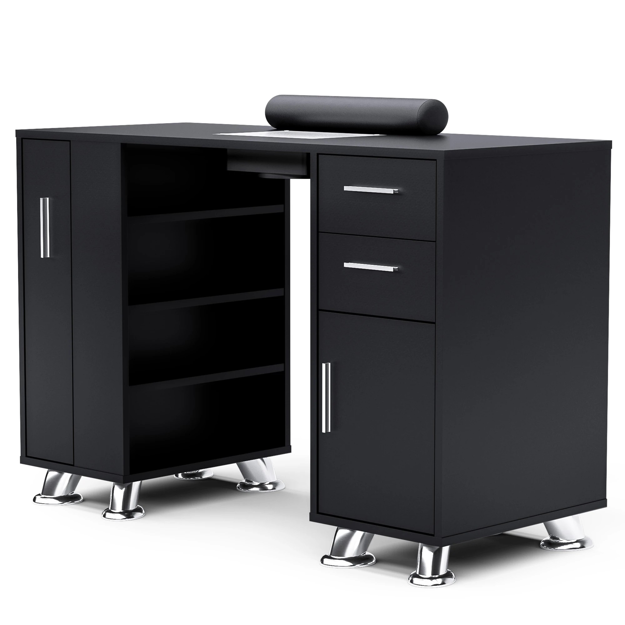 8 Advwin Manicure Table Nail Tech Desk Dressing Table Dust Collector Drawers Cabinet Storage
 - Black, 8 of 10