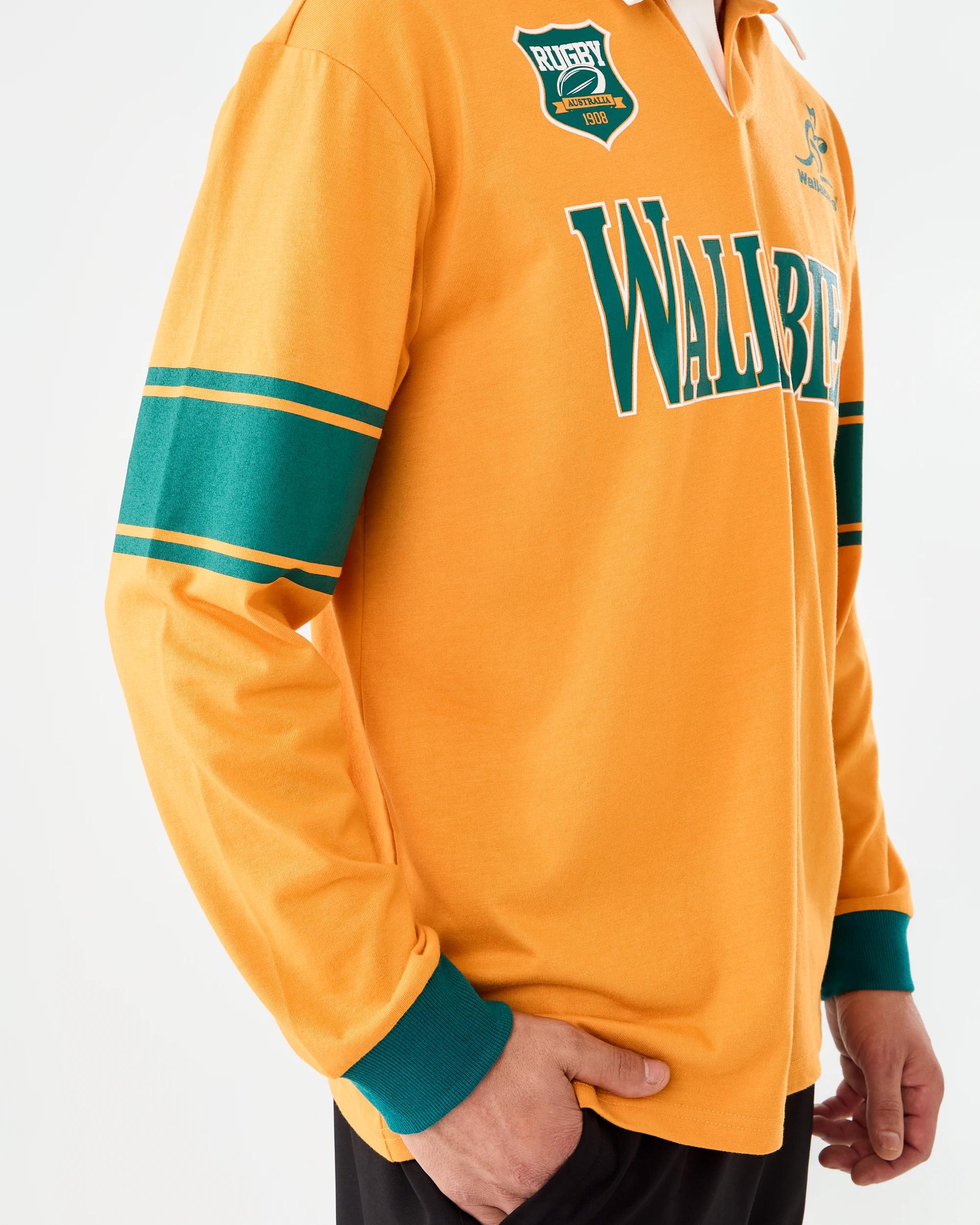 6 Wallabies Rugby Adult Long Sleeve T-shirt Yellow, 6 of 6