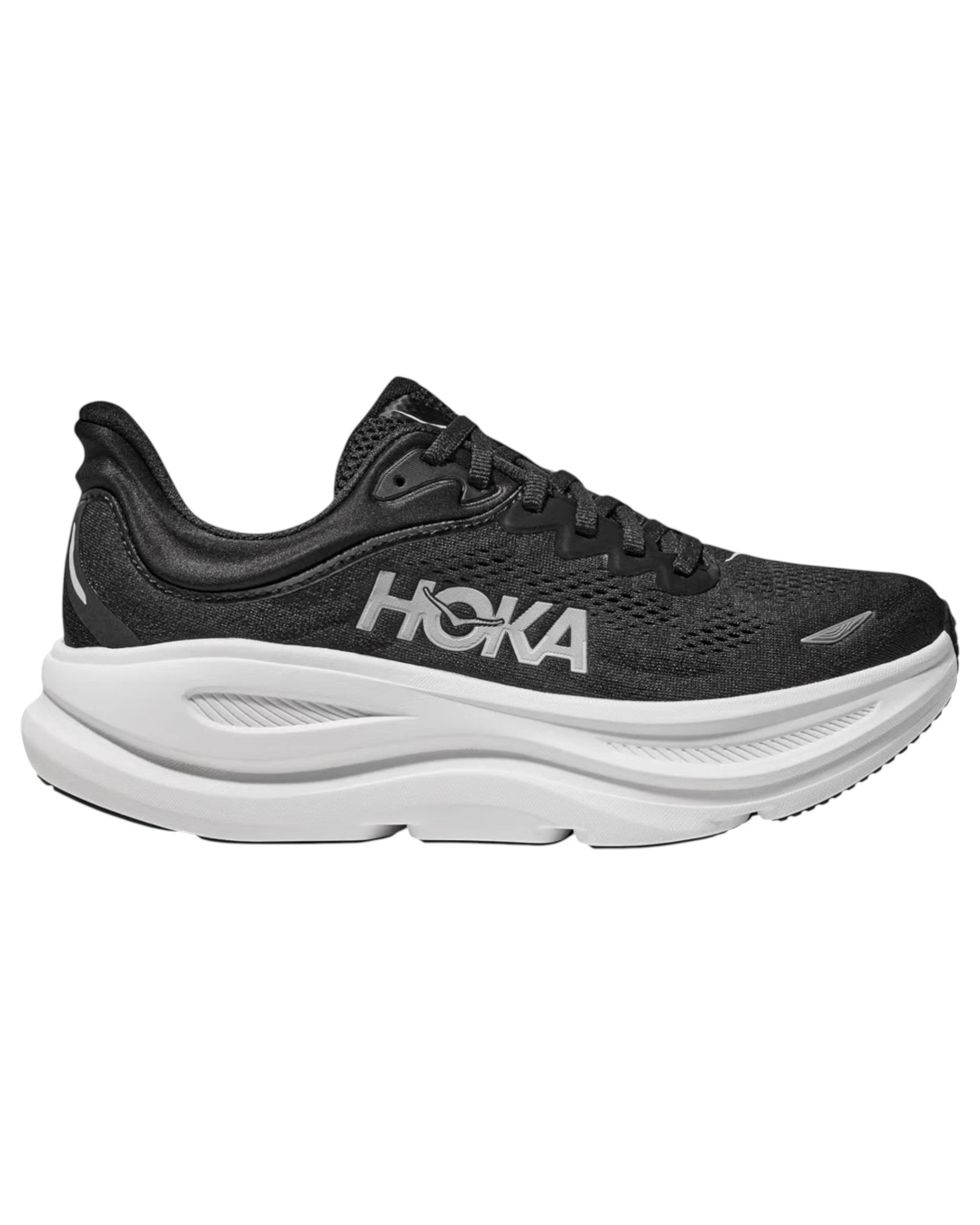 1 Hoka Womens Bondi 9 Athletic Running Shoes BLACK/WHITE, 1 of 8