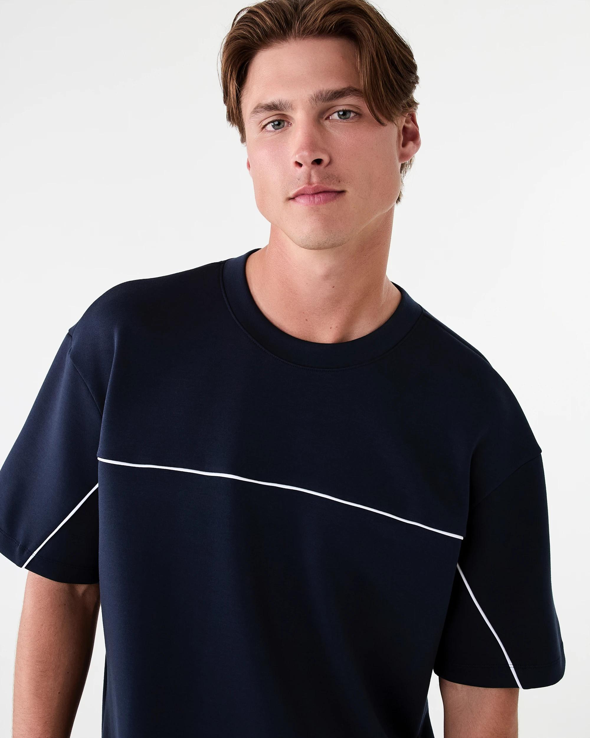 4 Active Mens Oversized Piping Scuba T-shirt Shade Navy, 4 of 6