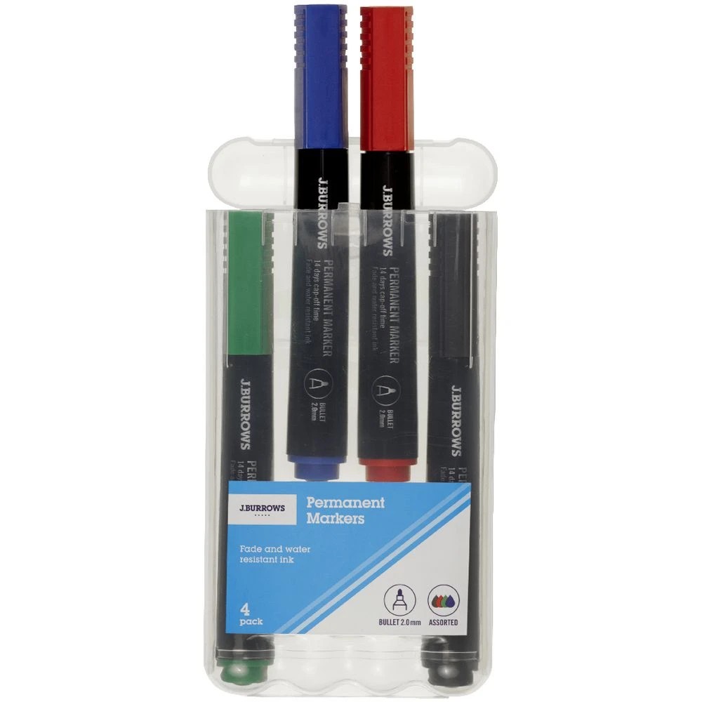 2 J.Burrows Permanent Markers Bullet Assorted 4 Pack, 2 of 3
