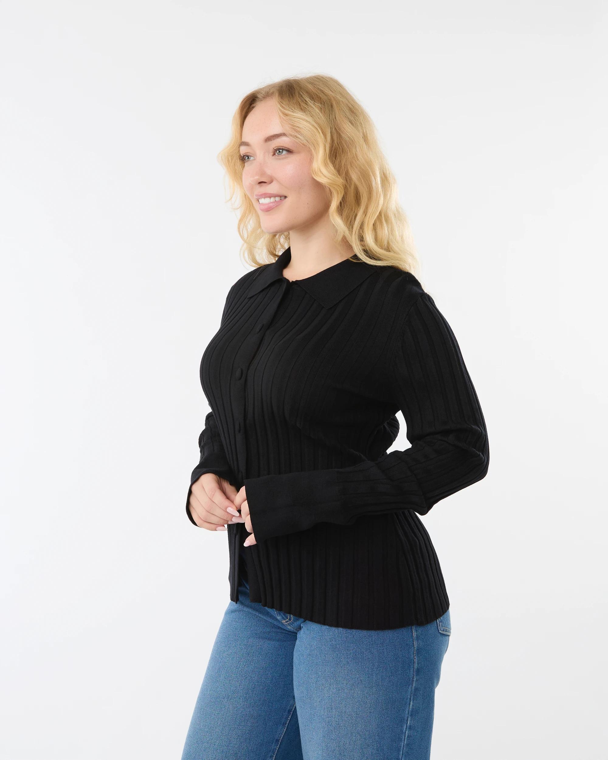 2 Long Sleeve Button Through Polo Shirt Black, 2 of 6