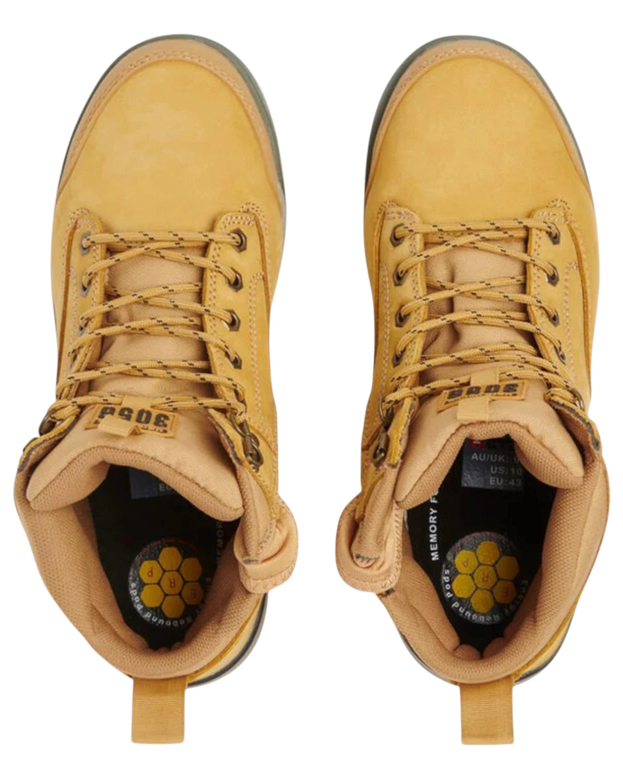 4 Hard Yakka Mens 3056 Lace Boots Zip Steel Top Cap Industrial Wheat Boot WHEAT, 4 of 6