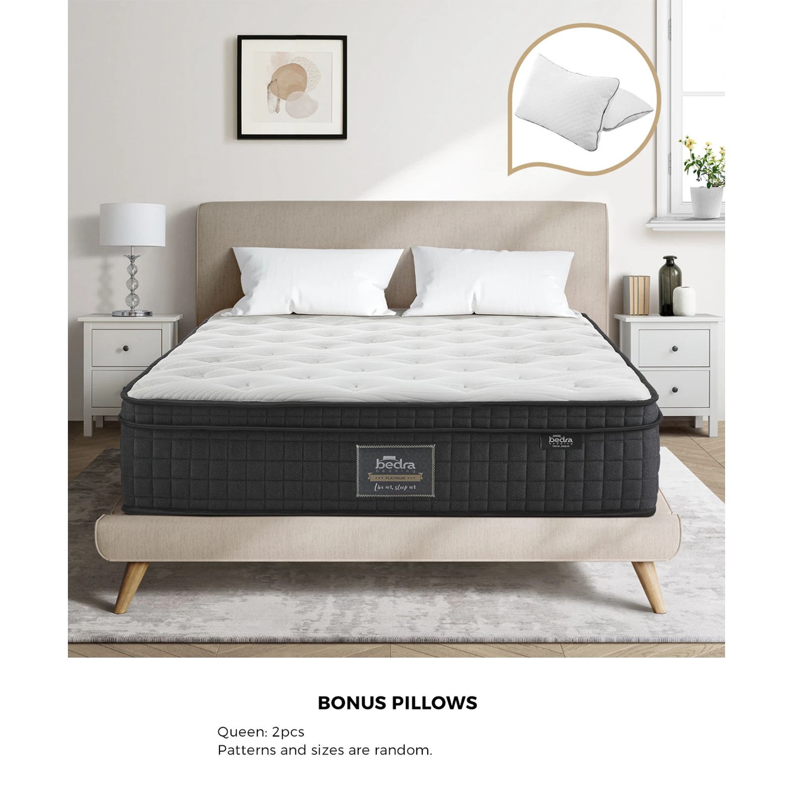 8 Bedra Bedding Queen Mattress Cool Gel Foam Pocket Spring 34cm With Pillows
 - Multi, 8 of 10