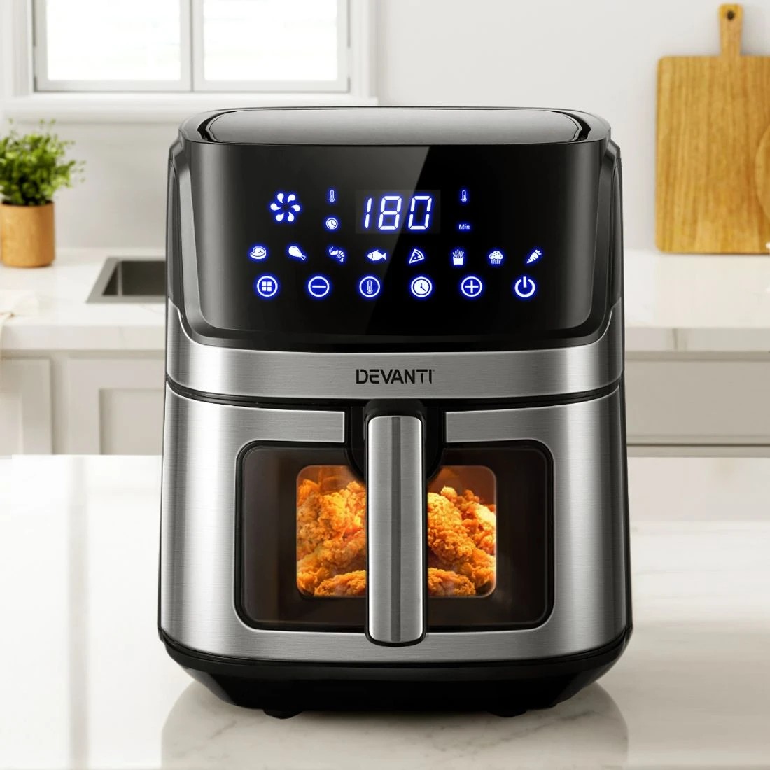 3 Devanti Air Fryer 6.5L LCD Fryers Clear - Black, 3 of 7