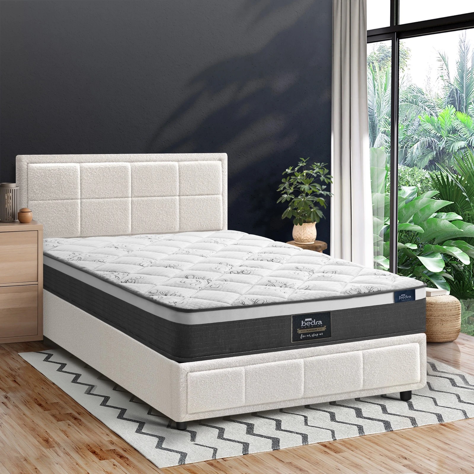 4 Oikiture Bed Frame King Single Size Gas Lift Storage With Mattress Set BOSS - White, 4 of 8
