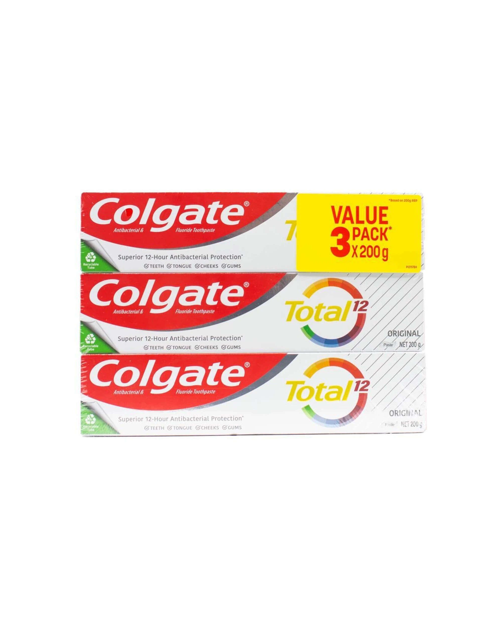 2 Colgate 2x 3PK 200g Toothpaste Total 12 Original Oral Care - Multi, 2 of 3