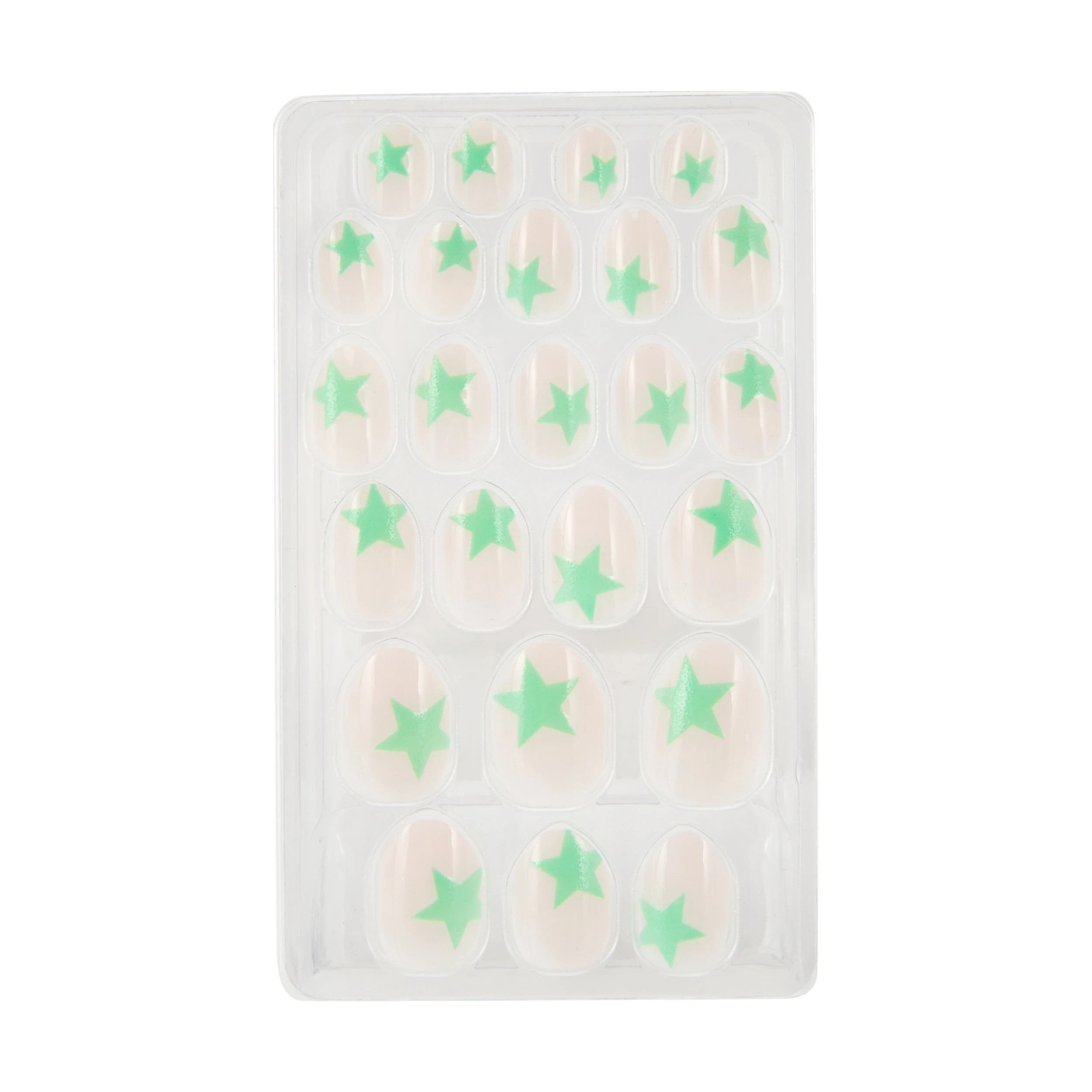 3 OXX Junior 24 Pack Kids Pre-Glued Stick-On Nails - Glow in the Dark, 3 of 4