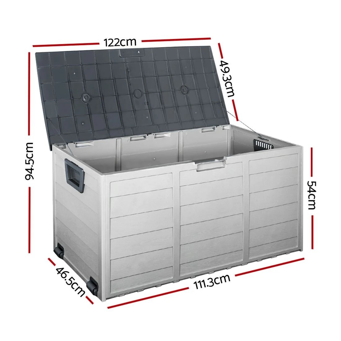 2 Gardeon Outdoor Storage Box 290L Lockable Organiser Garden Deck Shed Tool - Grey, 2 of 8