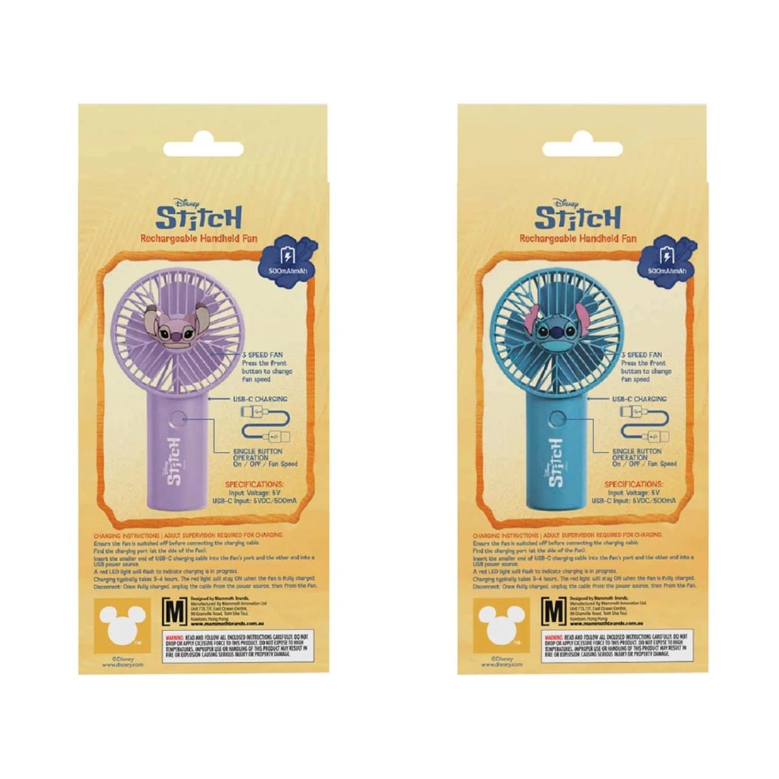 4 Disney Stitch/Angel Rechargeable Handheld Fan - Assorted, 4 of 4