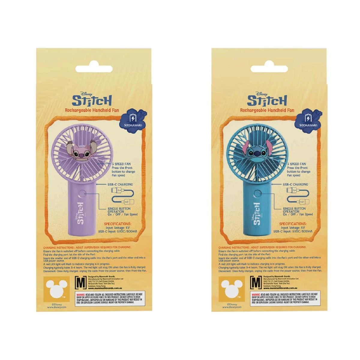 4 Disney Stitch/Angel Rechargeable Handheld Fan - Assorted, 4 of 4