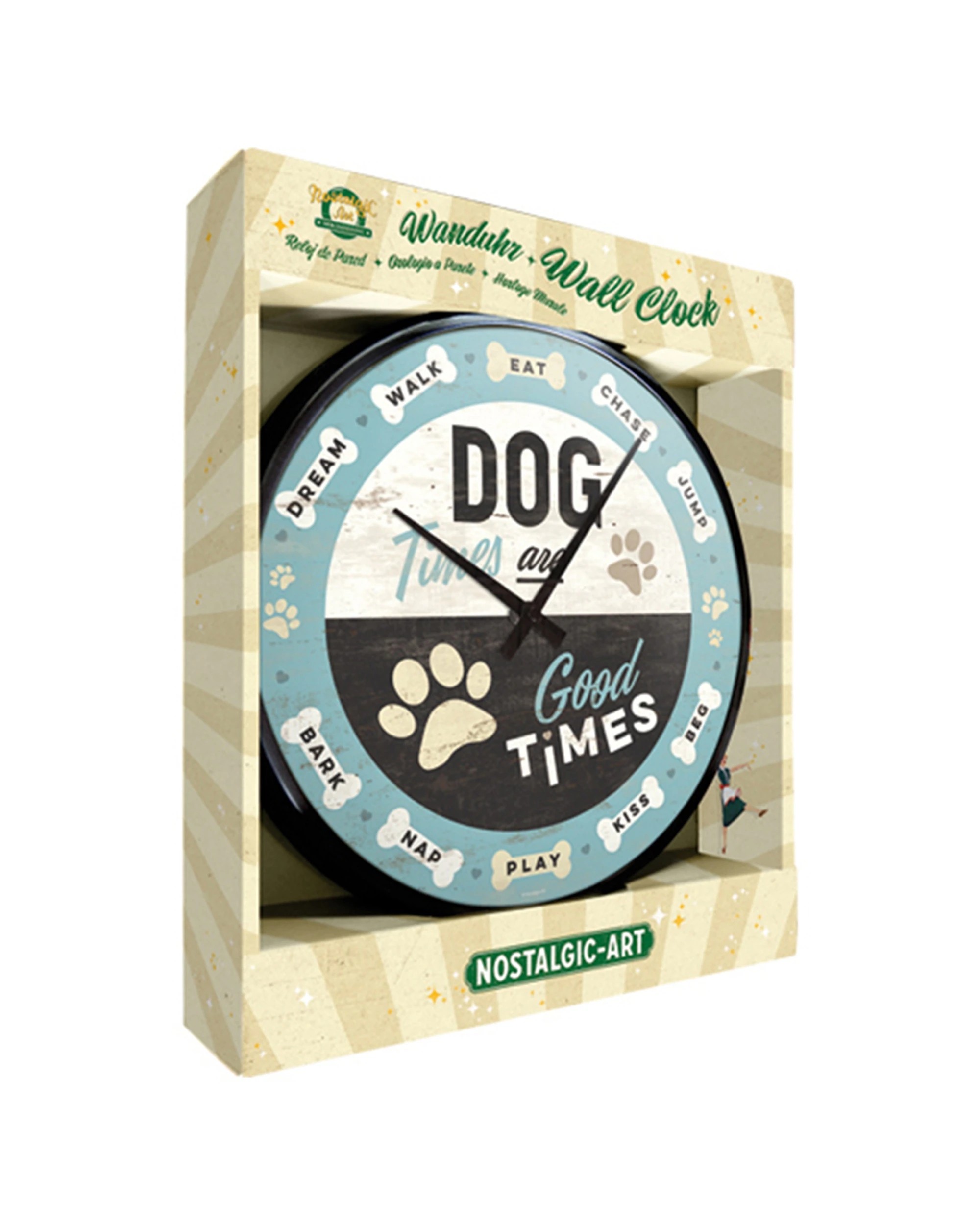 Nostalgic-Art Wall Clock 30cm - Dog Times Themed - Multi - Kmart