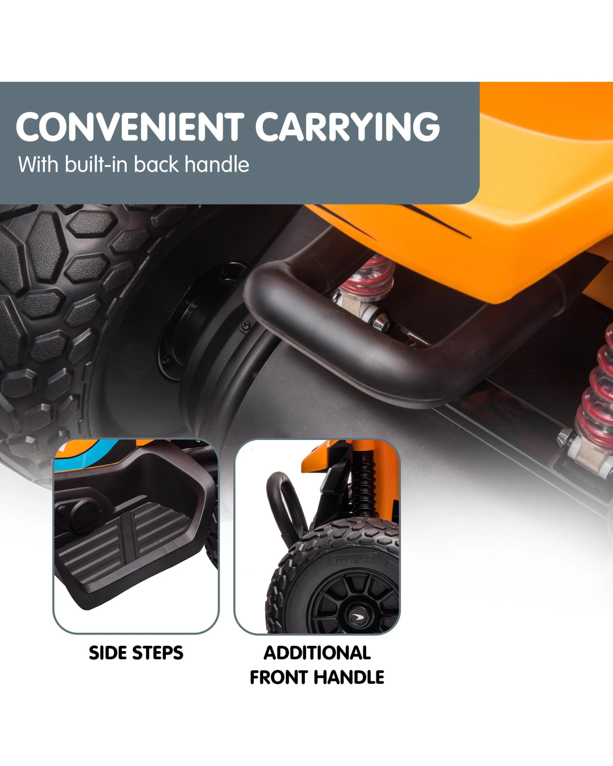 9 Kahuna Licensed MCL35 McLaren Kids Toy Ride On Electric Quad Bike - Orange, 9 of 10