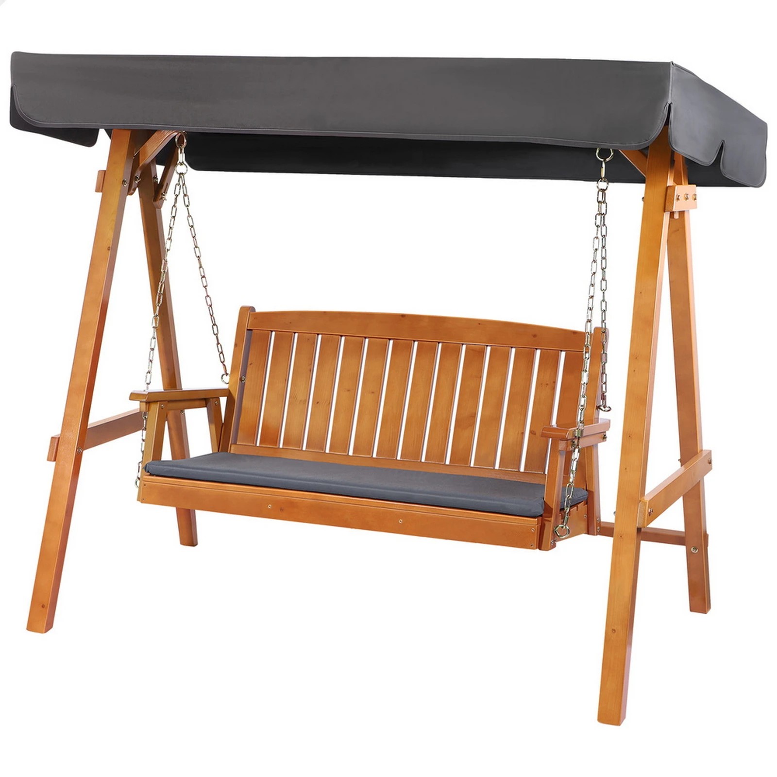 1 Alfordson Swing Chair Outdoor Furniture Wooden Garden Patio Bench Canopy Teak XL - Orange, 1 of 10