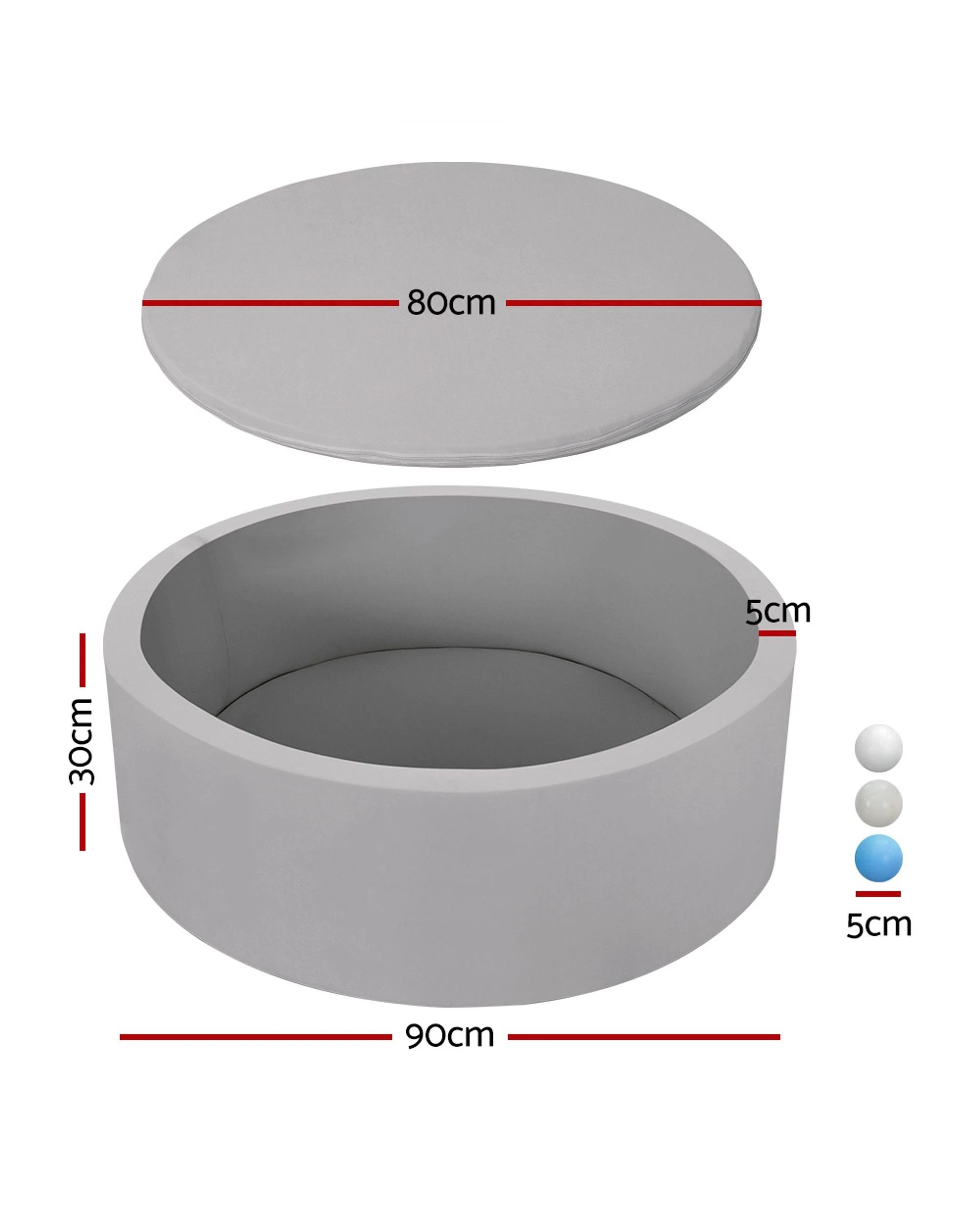 2 Keezi Kids Ball Pit 90x30cm Ocean Foam Play Pool Barrier Toys Children - Grey, 2 of 7