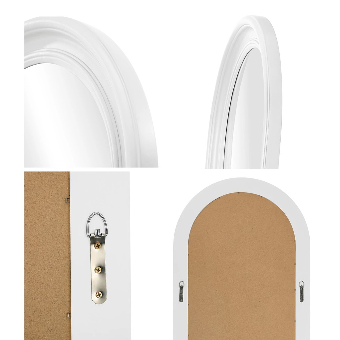 6 Oikiture Full Length Mirror Elegance Arch 165x60cm Wood Floor Mirrors - White, 6 of 10