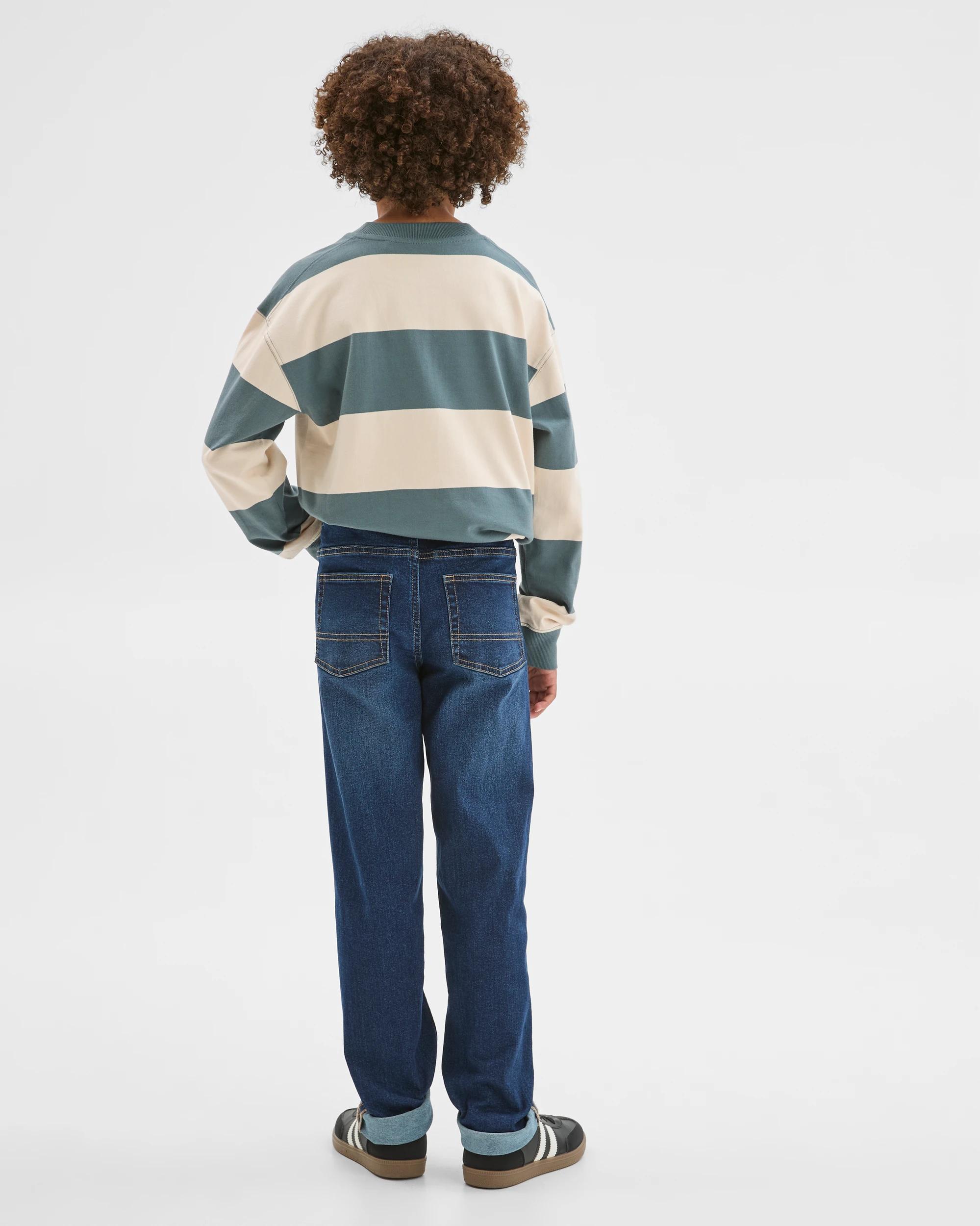 3 Target Kids Elastic Waistband Straight Fit Denim Jeans DARK WASH, 3 of 6