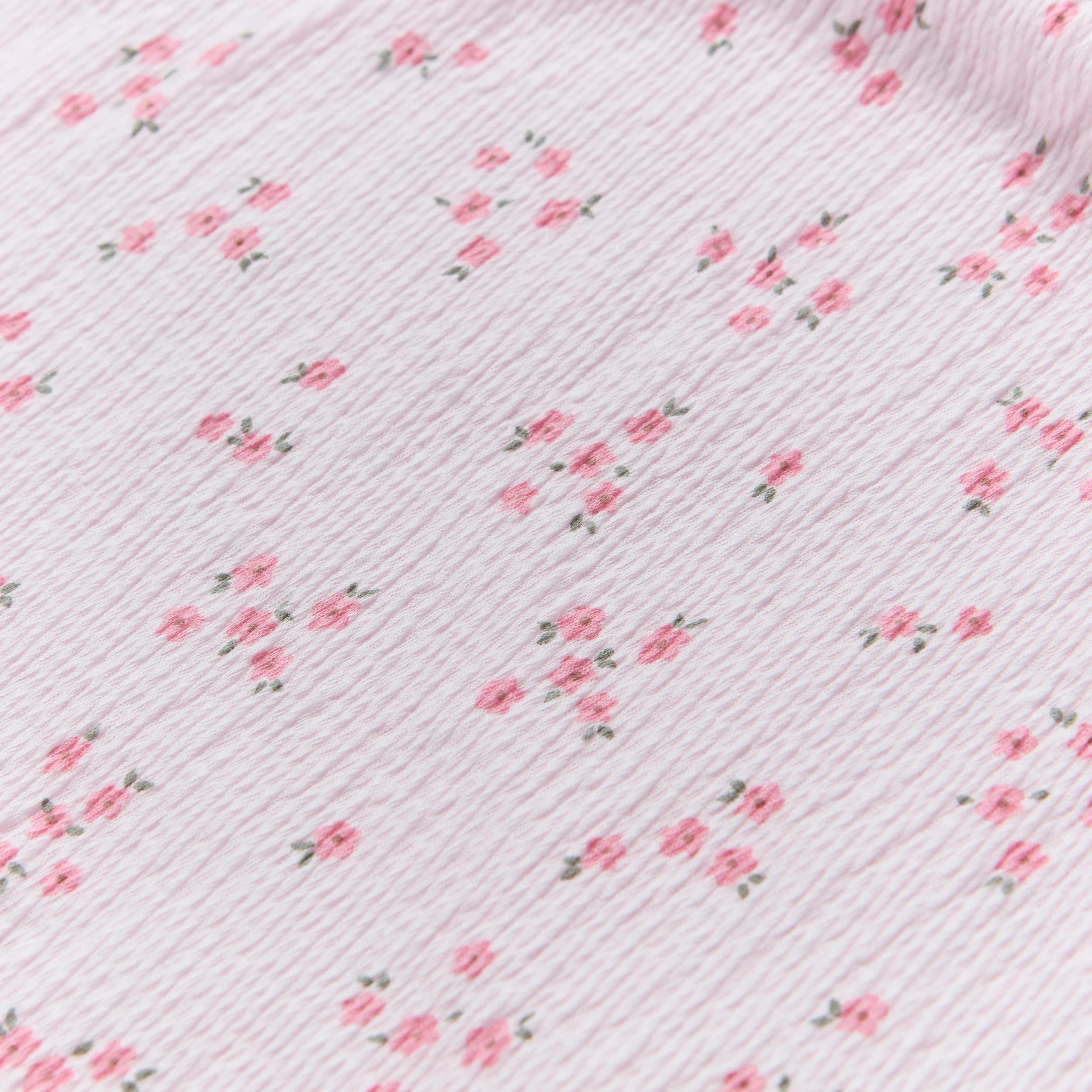 4 Short Sleeve Crinkle Romper PINK FLORAL, 4 of 4