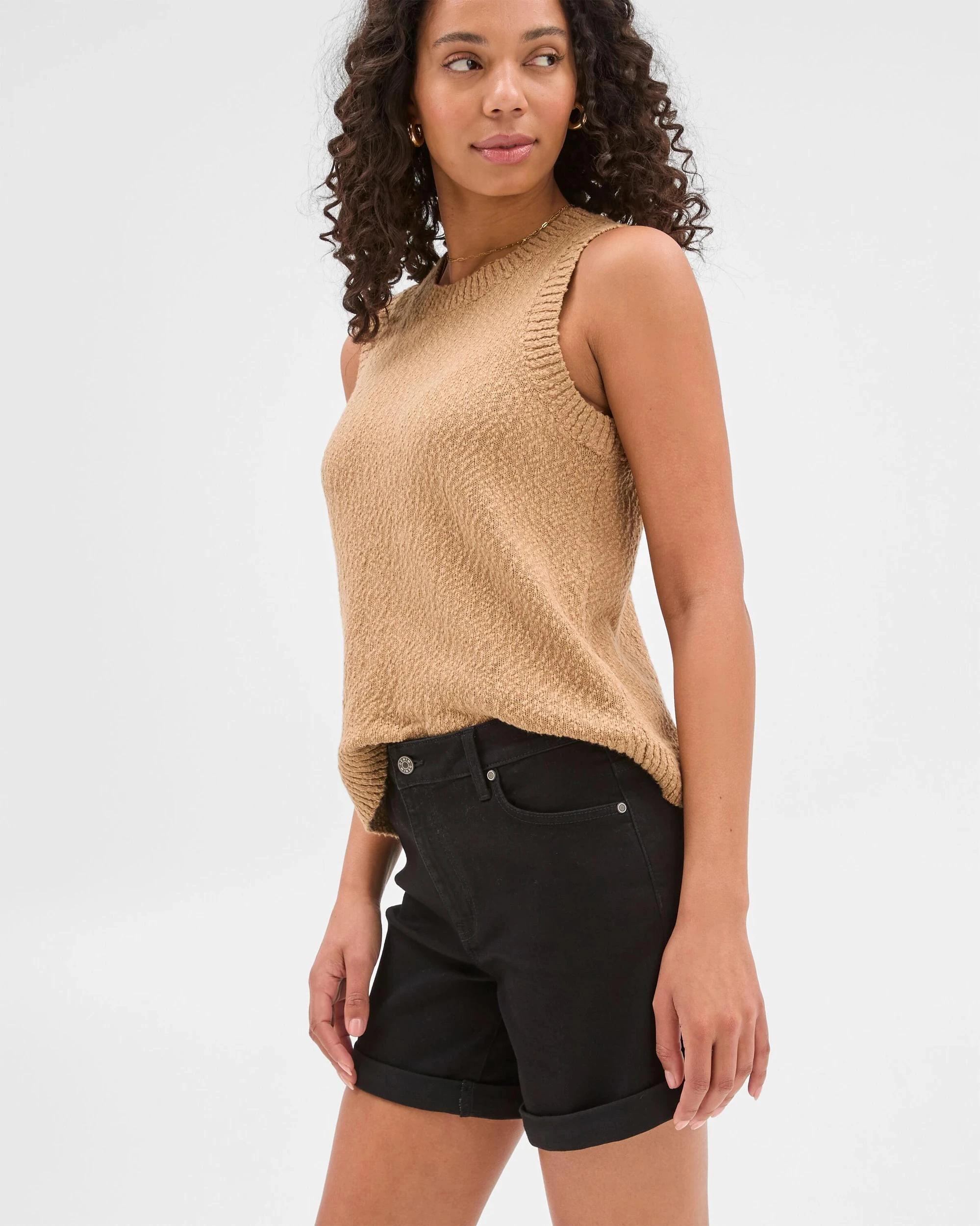 3 Target Roll Cuff Denim Shorts BLACK, 3 of 5