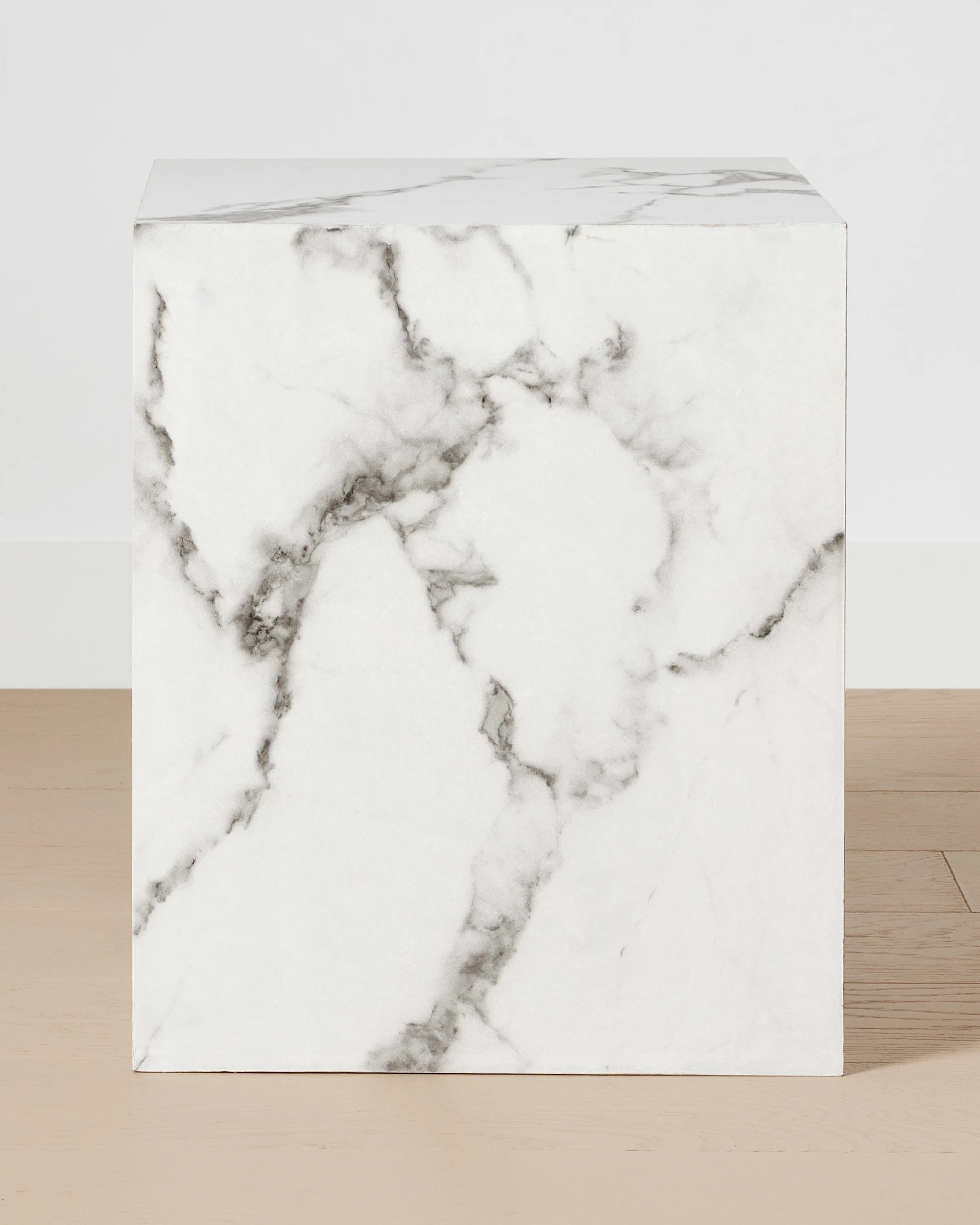 2 White Marble Look Side Table, 2 of 5