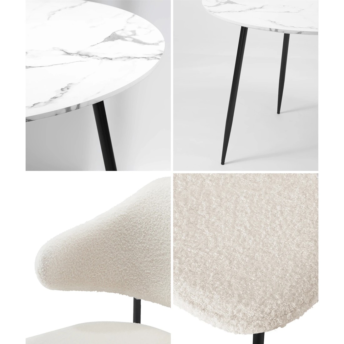 5 Oikiture 110cm Round Dining Table With 4pcs Dining Chairs Accent Sherpa
 - Multi, 5 of 10