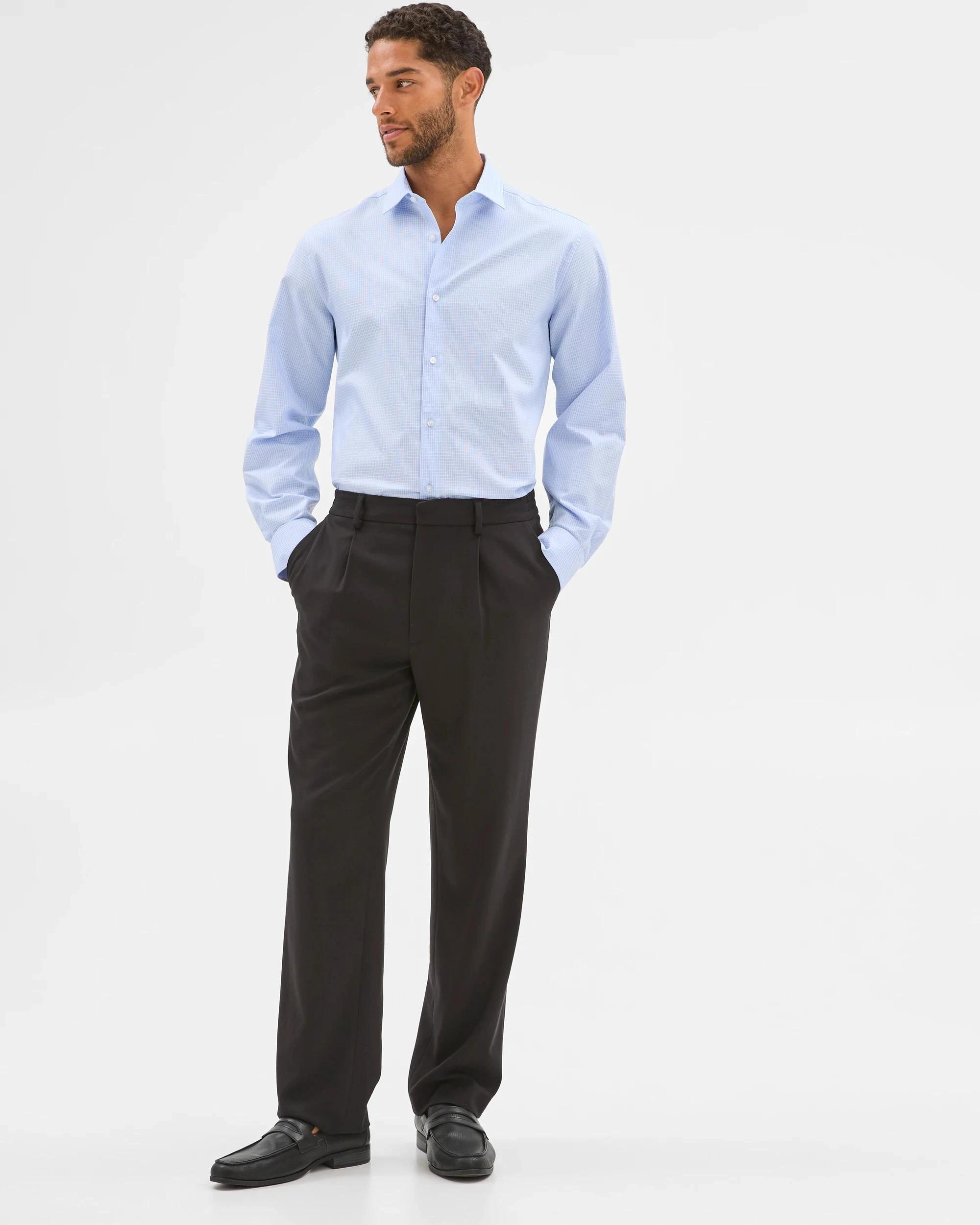 2 Preview Australian Cotton Dobby Check Shirt BLUE CHECK, 2 of 7