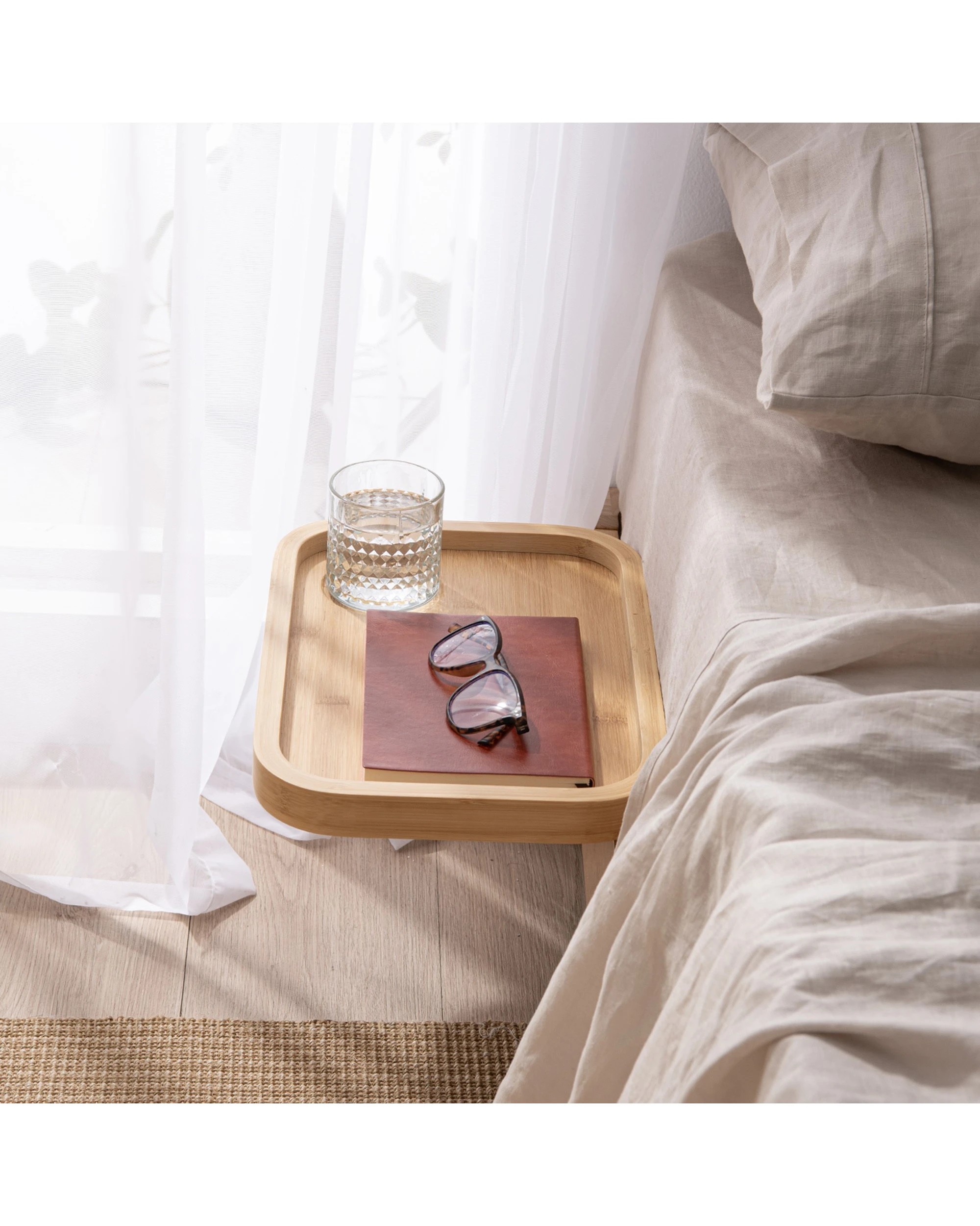 2 Sherwood Japandi Bamboo Floating Bedside Table - Natural, 2 of 10