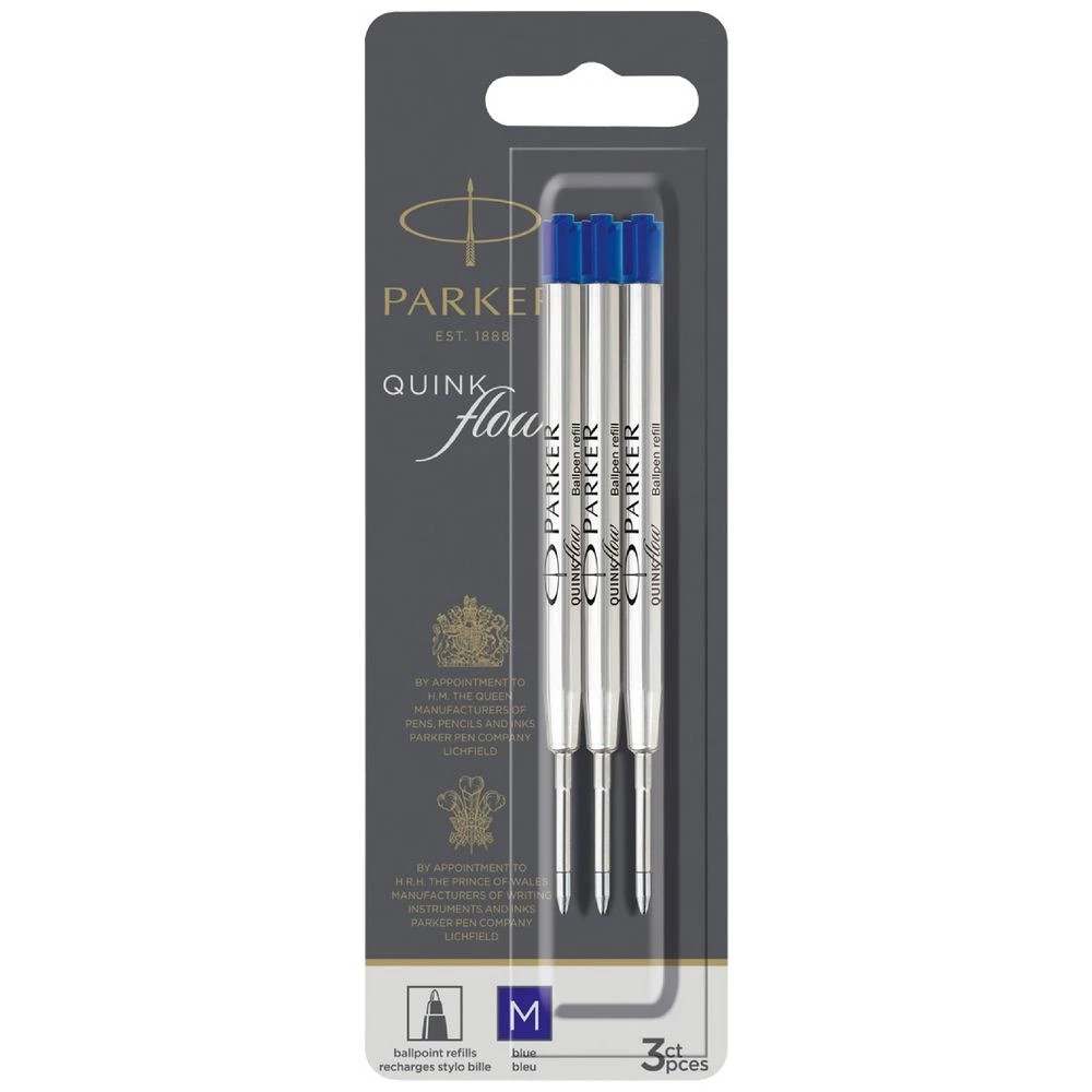 1 Parker Ballpoint Refill Medium Blue 3 Pack, 1 of 7